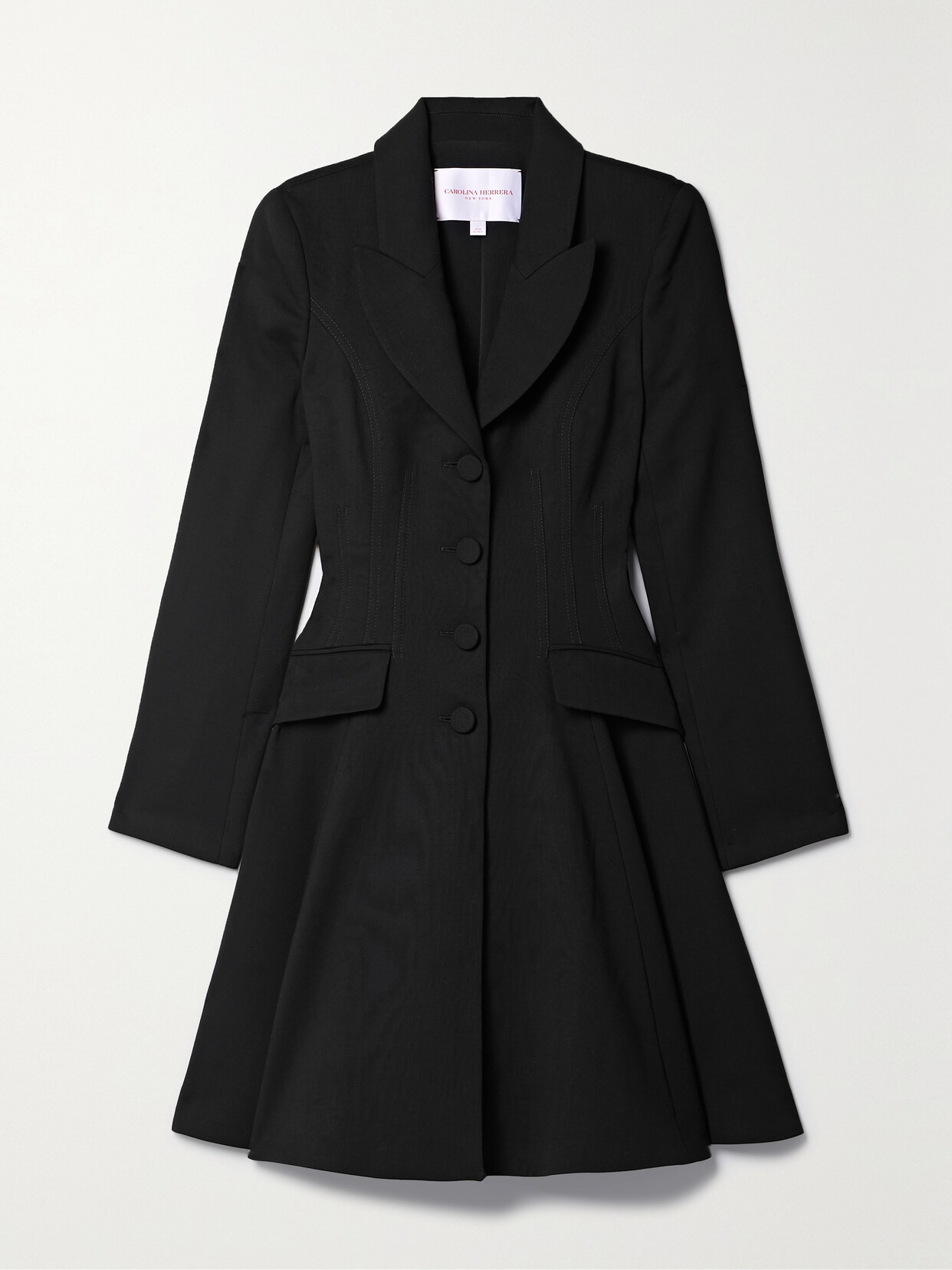 Carolina Herrera Long-sleeve Single-breasted Mini Blazer Dress In Black