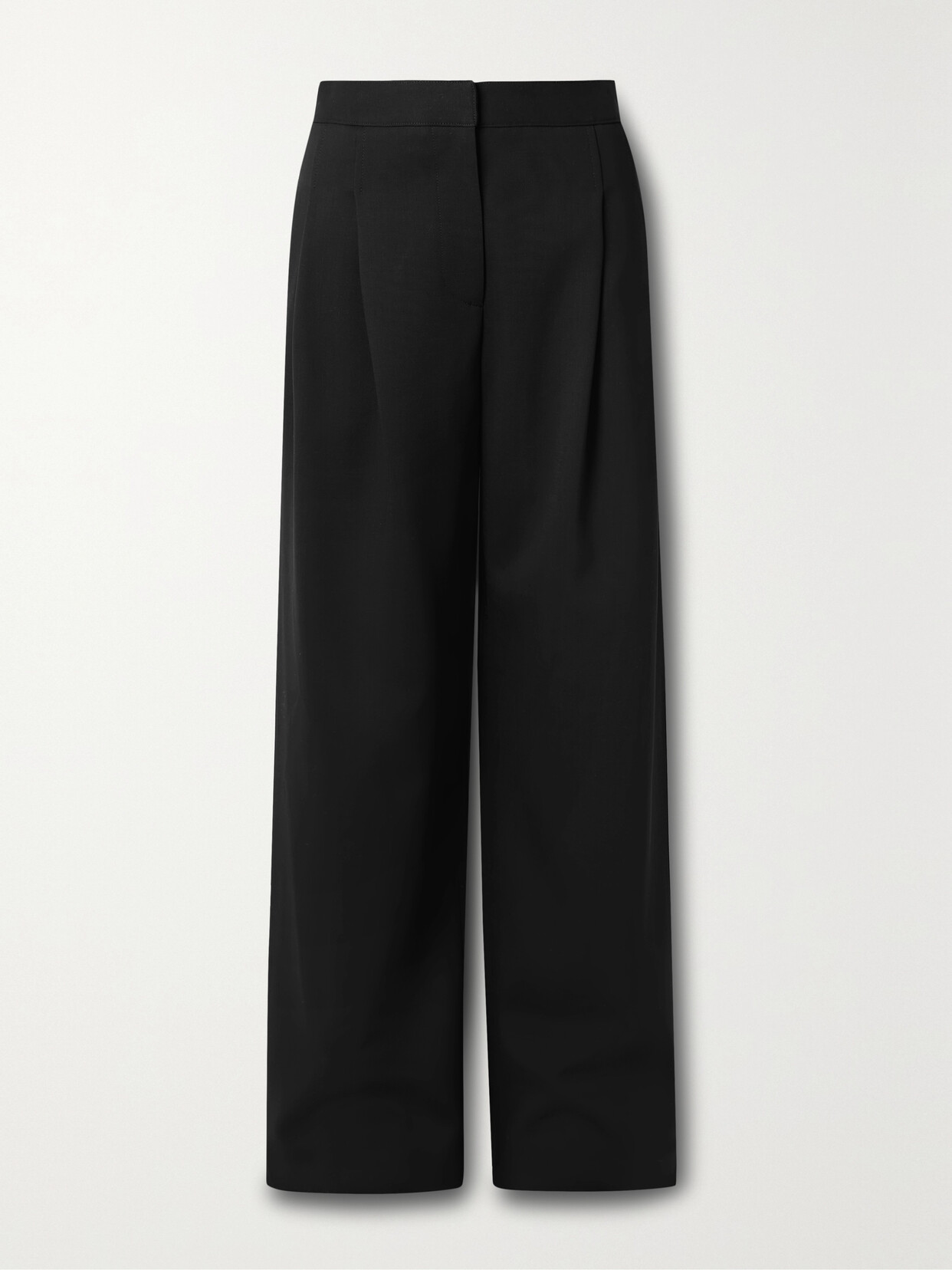 Carolina Herrera Pleated Wool-blend Crepe Wide-leg Pants In Black