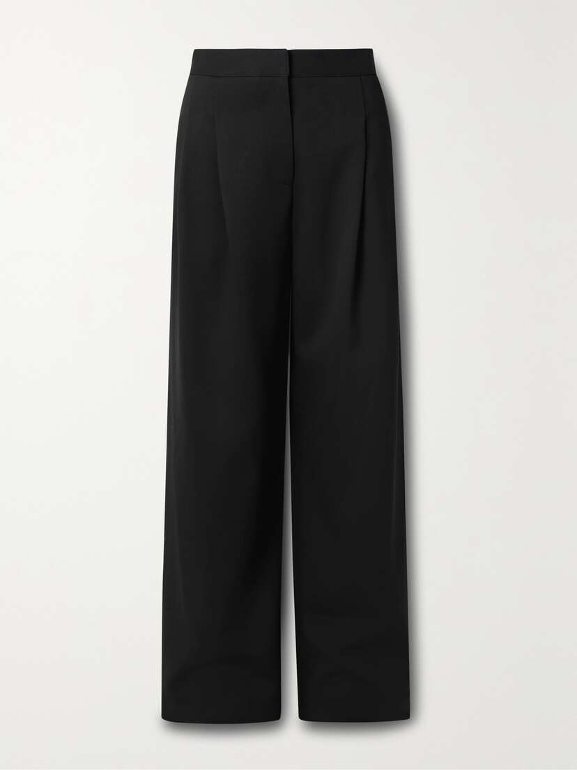 Carolina Herrera Pleated Wool-blend Crepe Wide-leg Pants