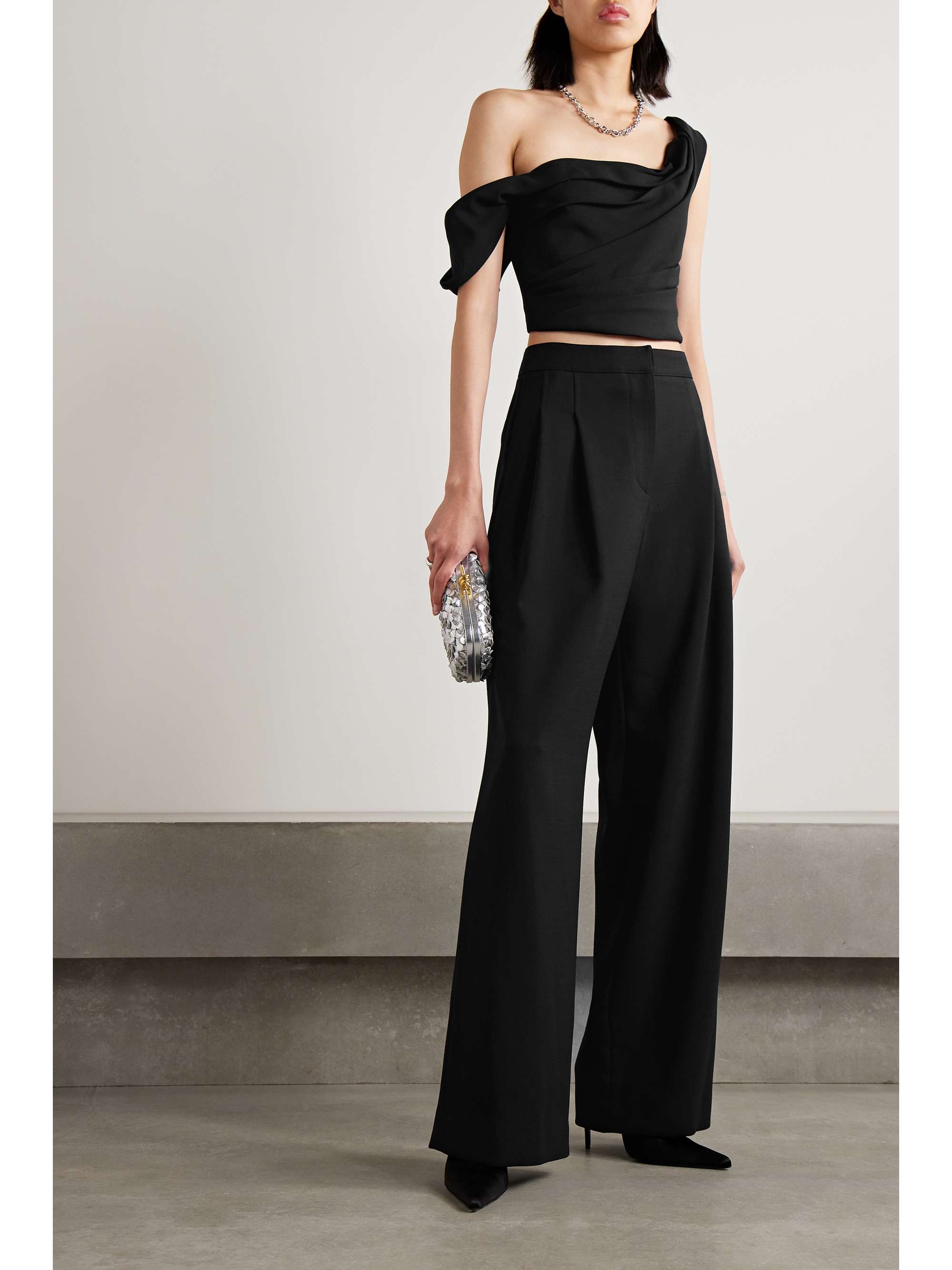 Crepe wide cheap leg pants