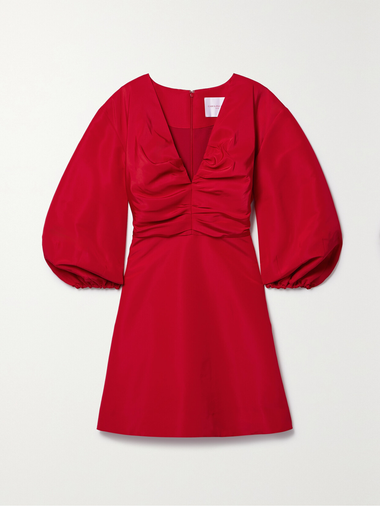 Carolina Herrera Ruched Silk-faille Mini Dress - Red