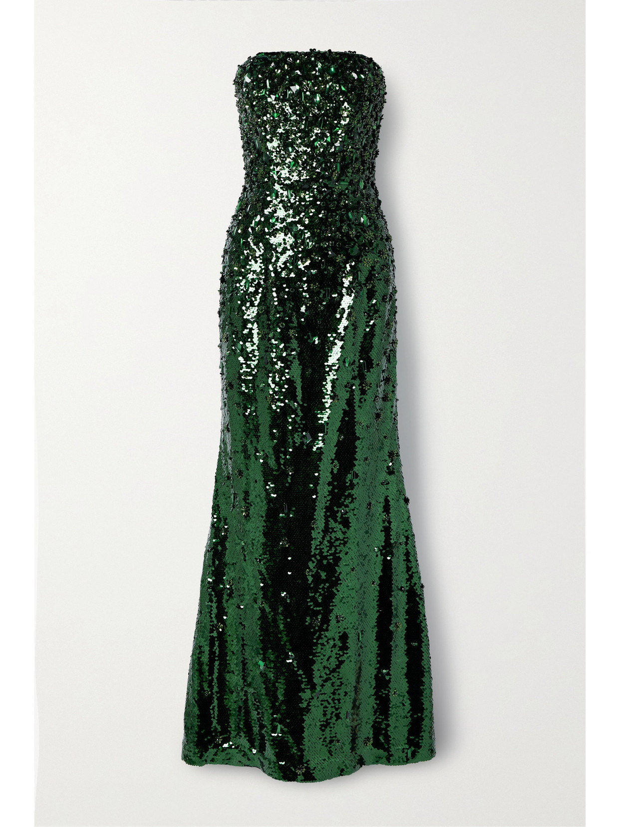 Carolina Herrera - Strapless Embellished Sequined Tulle Gown - Green