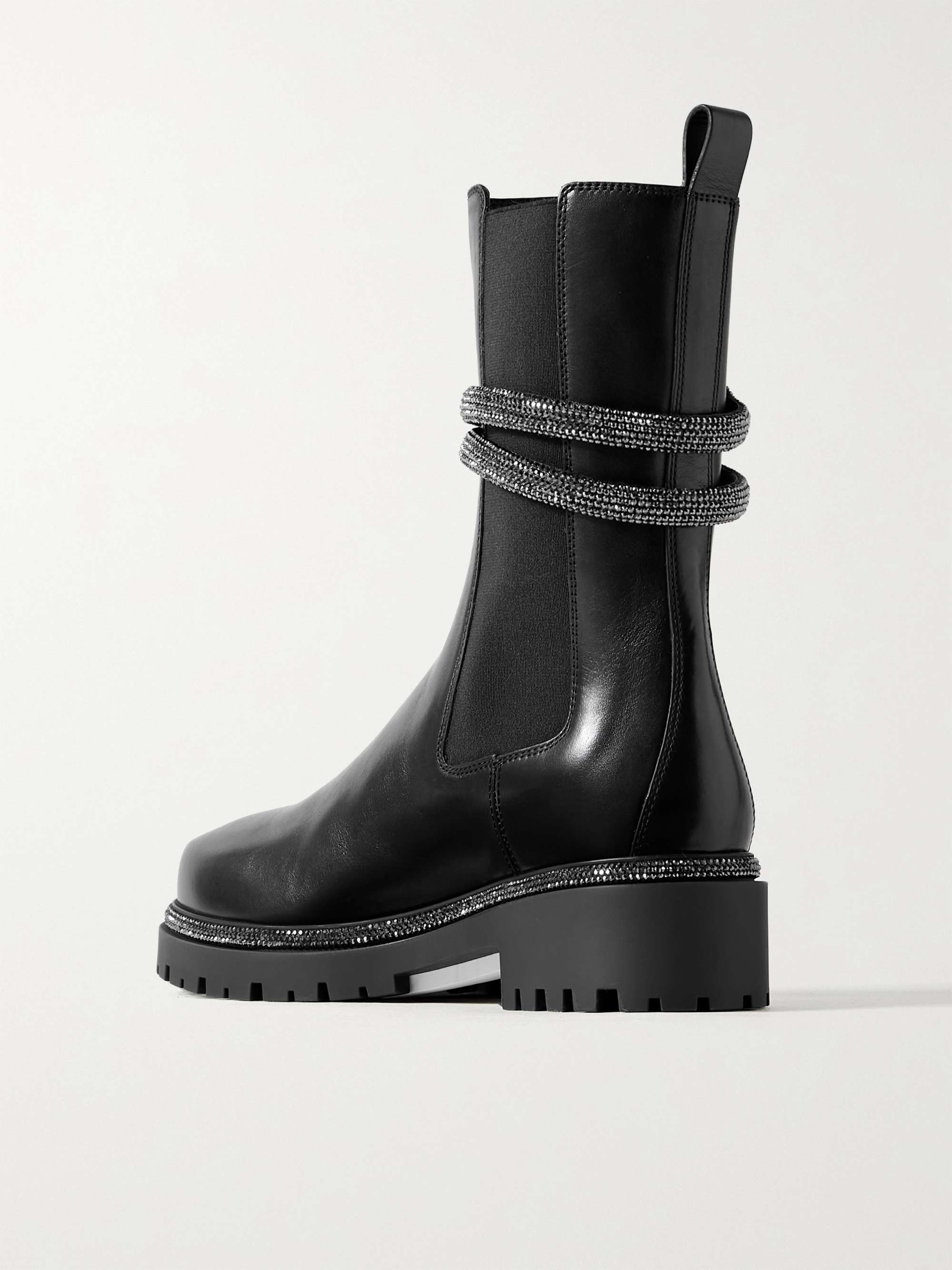 RENÉ CAOVILLA Cleo crystal-embellished leather Chelsea boots | NET-A-PORTER