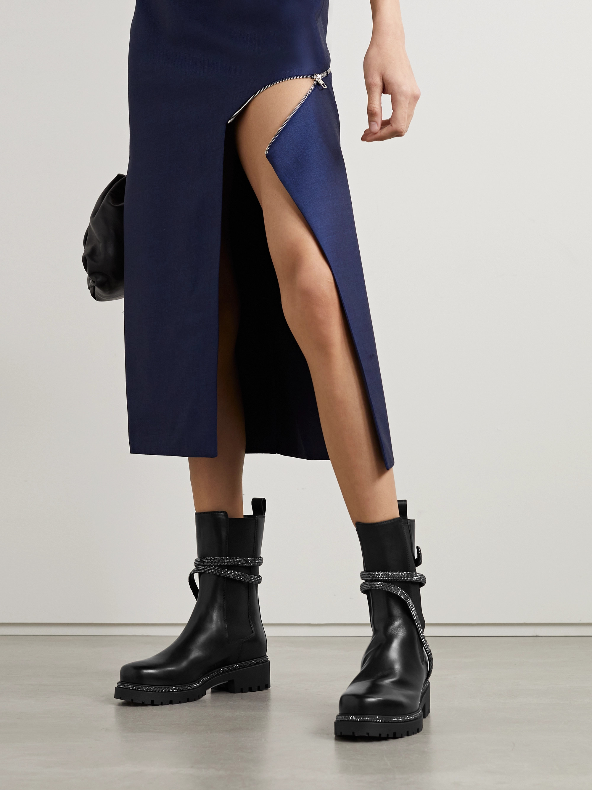 RENÉ CAOVILLA Cleo crystal-embellished leather Chelsea boots