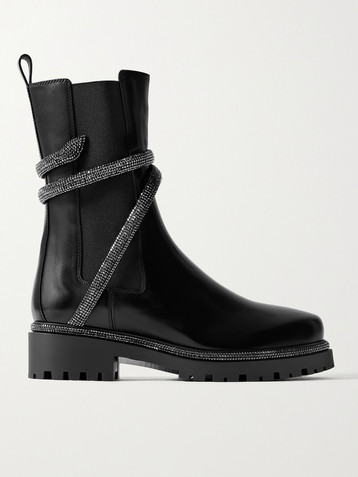 RENÉ CAOVILLA Cleo crystal-embellished leather Chelsea boots