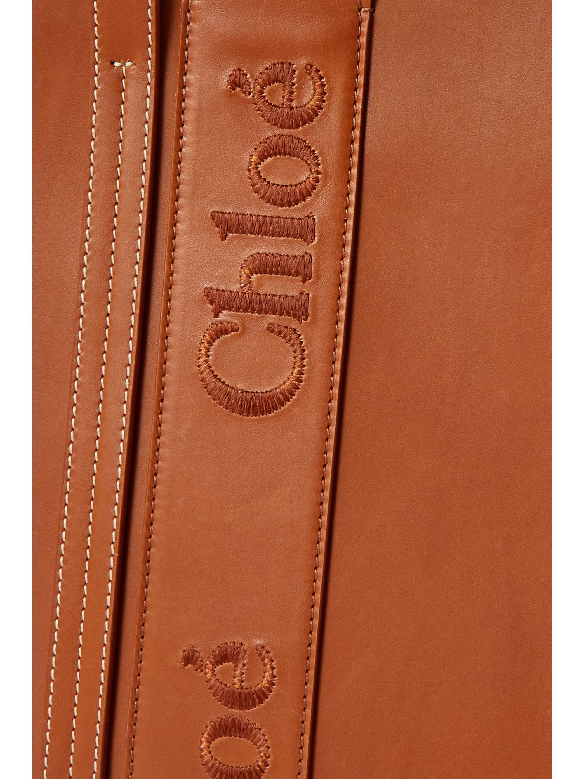 CHLOÉ + NET SUSTAIN Woody medium embroidered leather tote