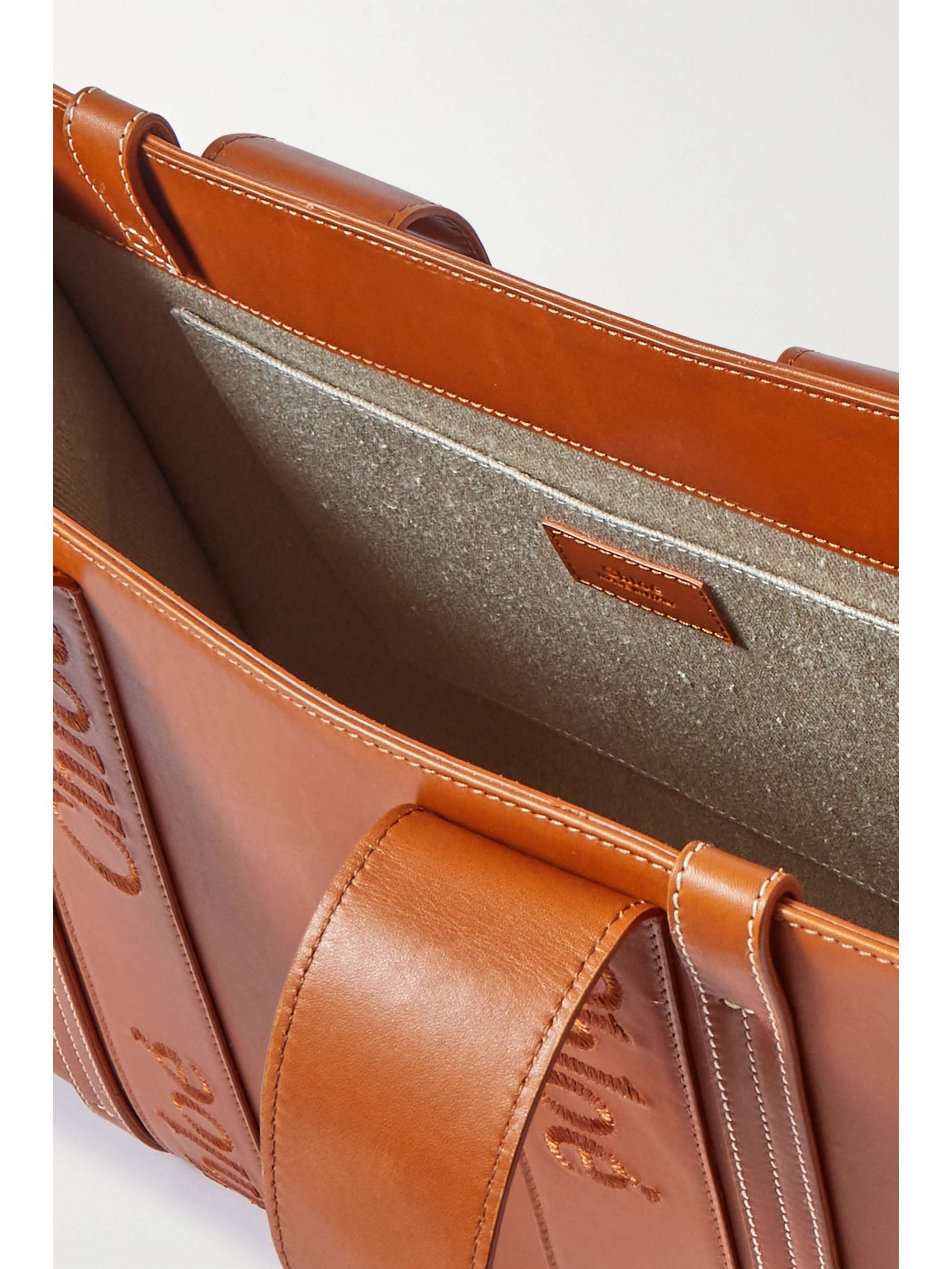 CHLOÉ + NET SUSTAIN Woody medium embroidered leather tote