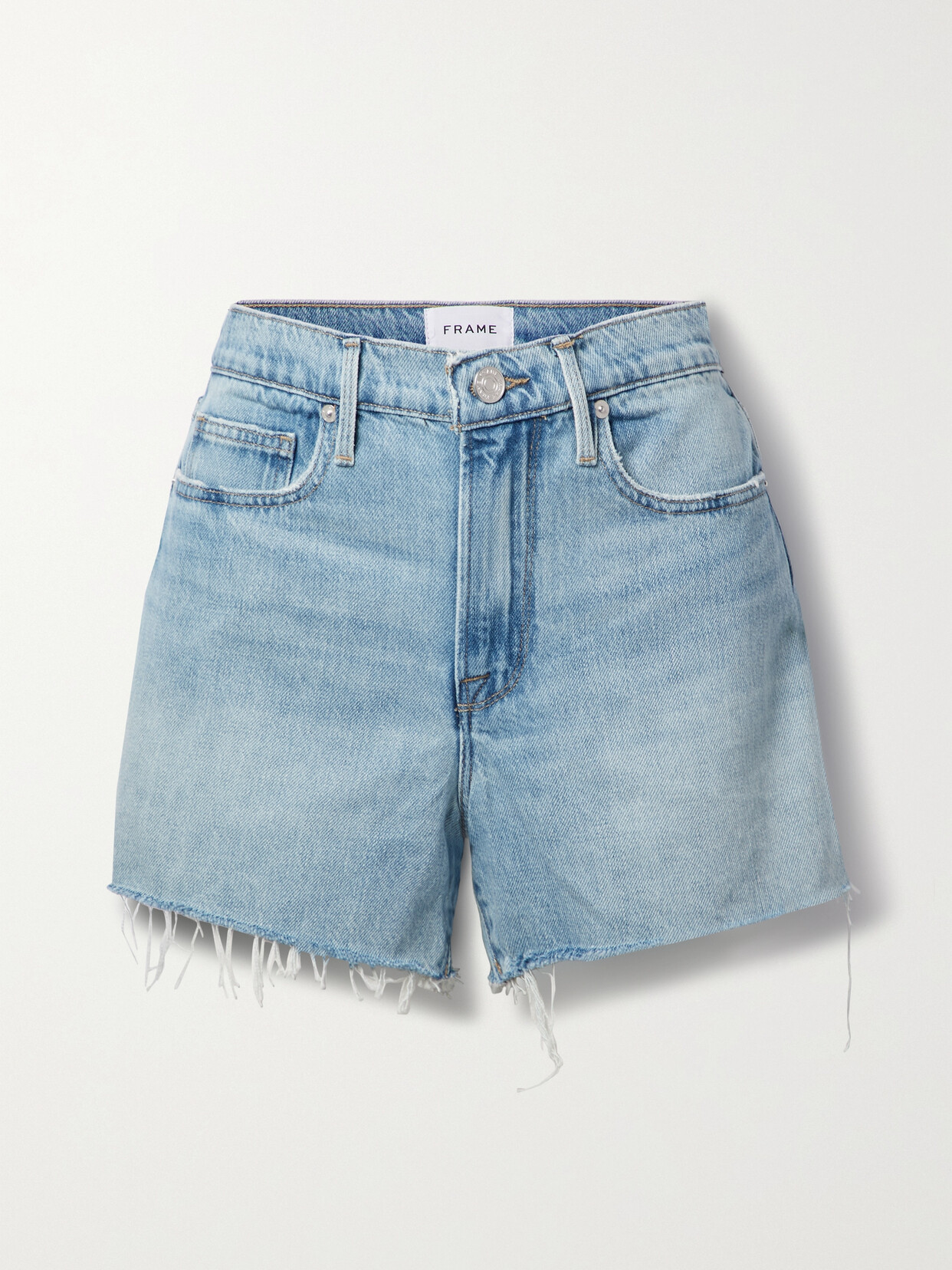 FRAME Le Brigitte Frayed Denim Shorts - Blue