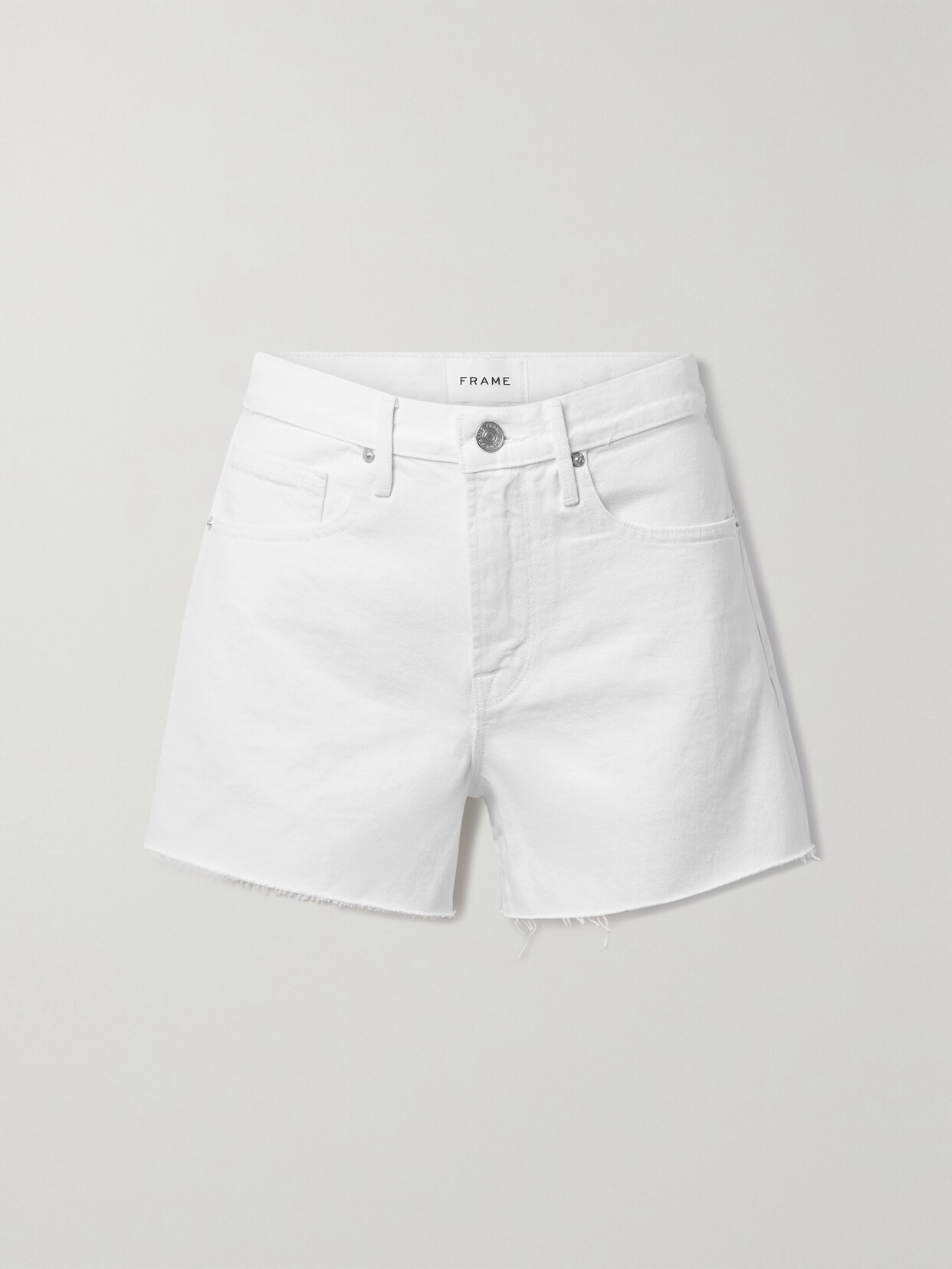 FRAME - Le Brigitte Frayed Denim Shorts - White