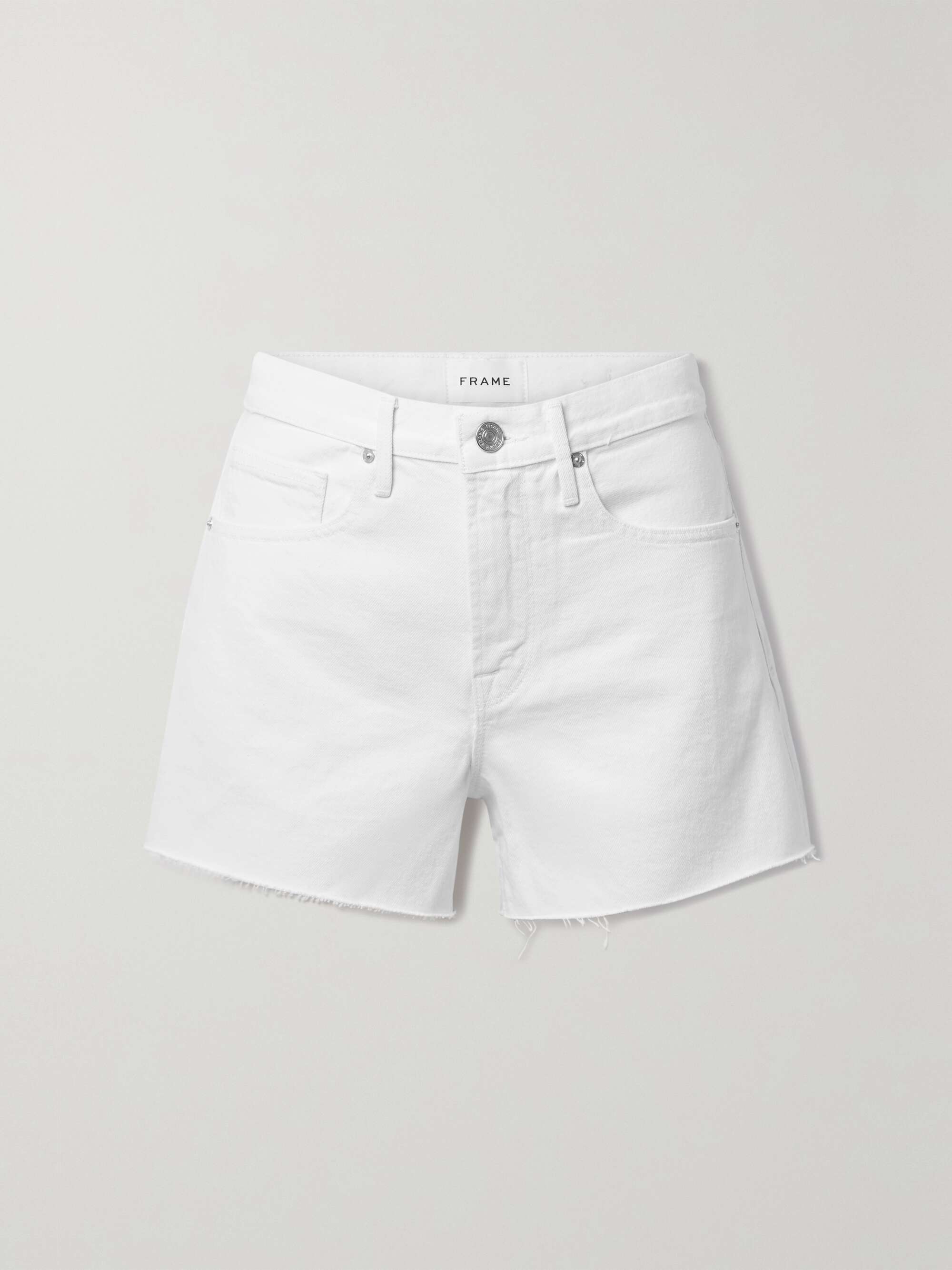 FRAME Le Brigitte frayed denim shorts | NET-A-PORTER