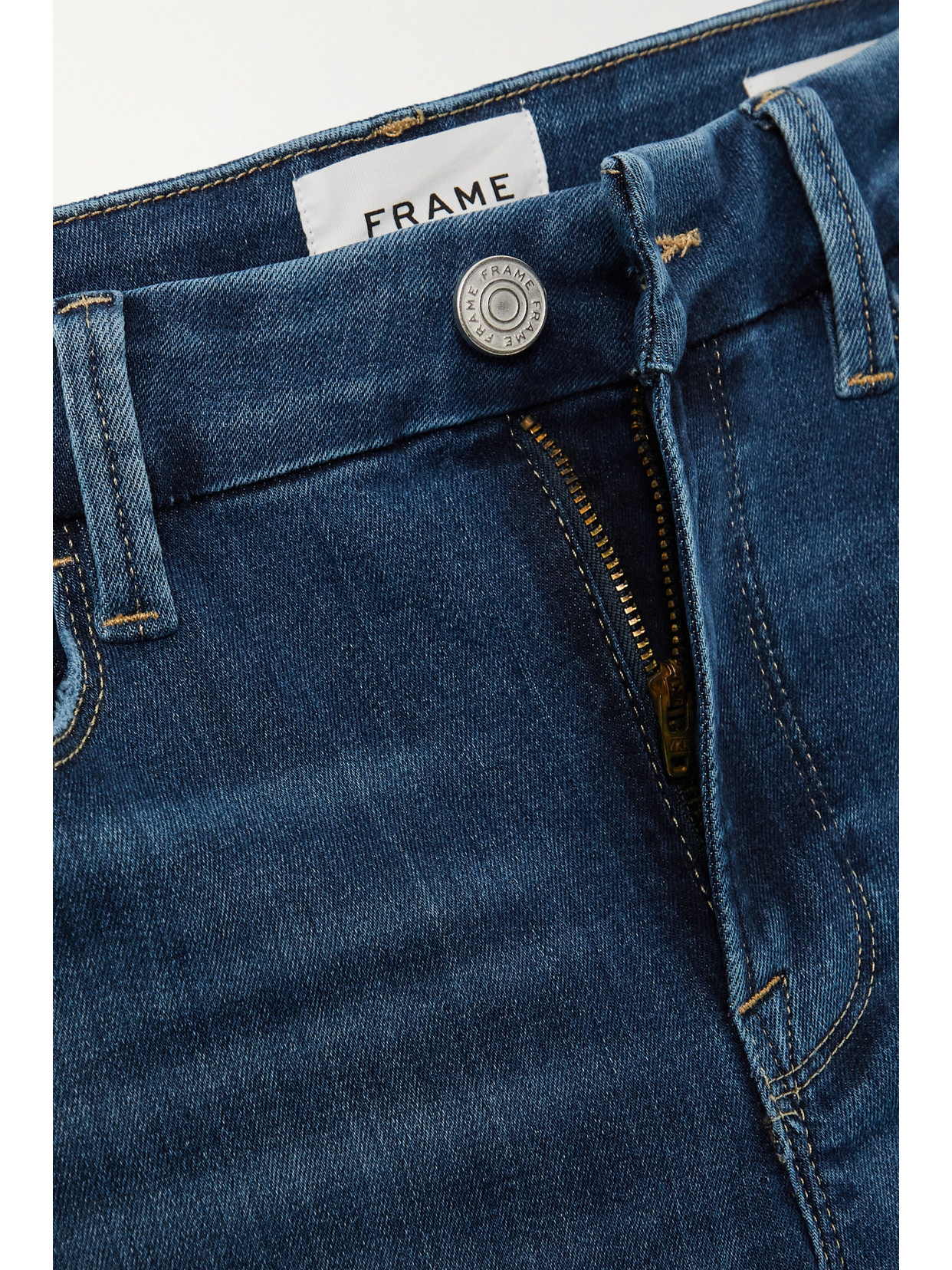 Shop Frame Le Crop Mini Boot Cropped Mid-rise Bootcut Jeans In Blue