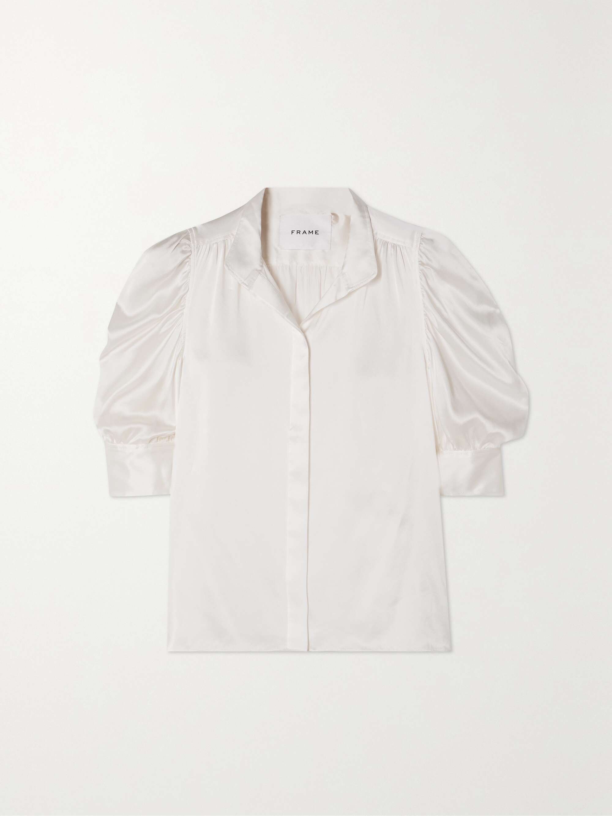 FRAME Gillian ruched silk-satin blouse | NET-A-PORTER