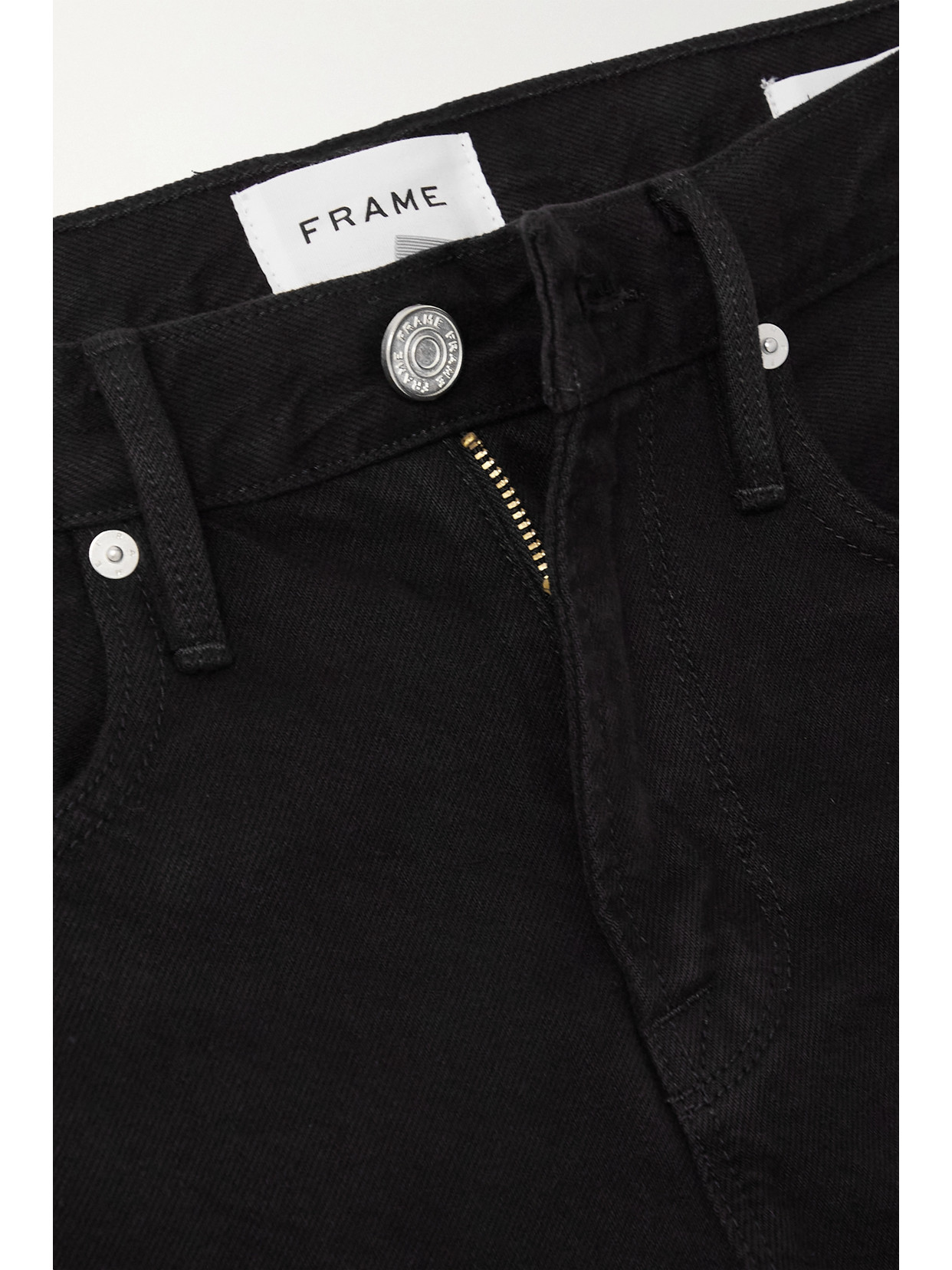 Shop Frame Le Brigette Frayed Denim Shorts In Black