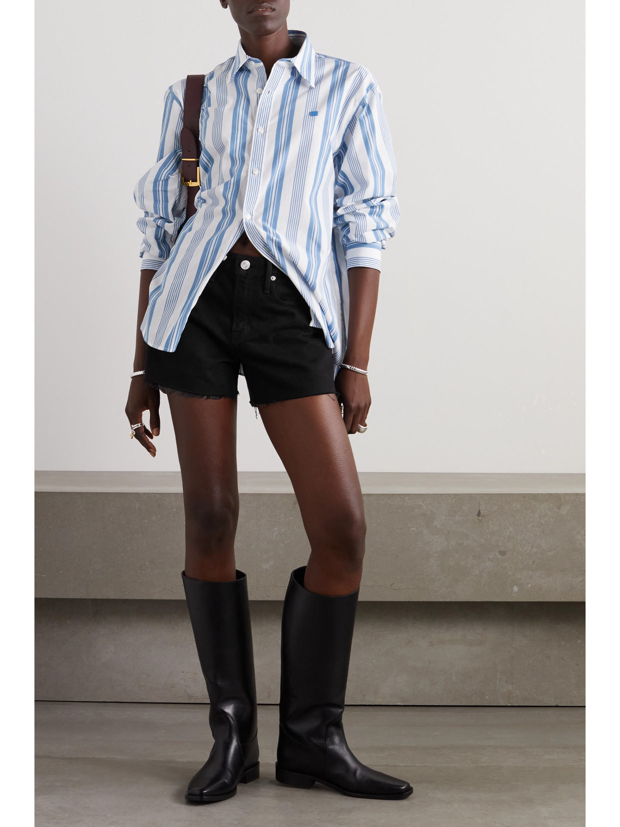 Frame Le Simone Distressed Denim Shorts In Black