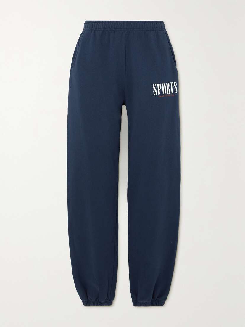 Sporty & Rich Sports Printed Embroidered Cotton-jersey Track Pants