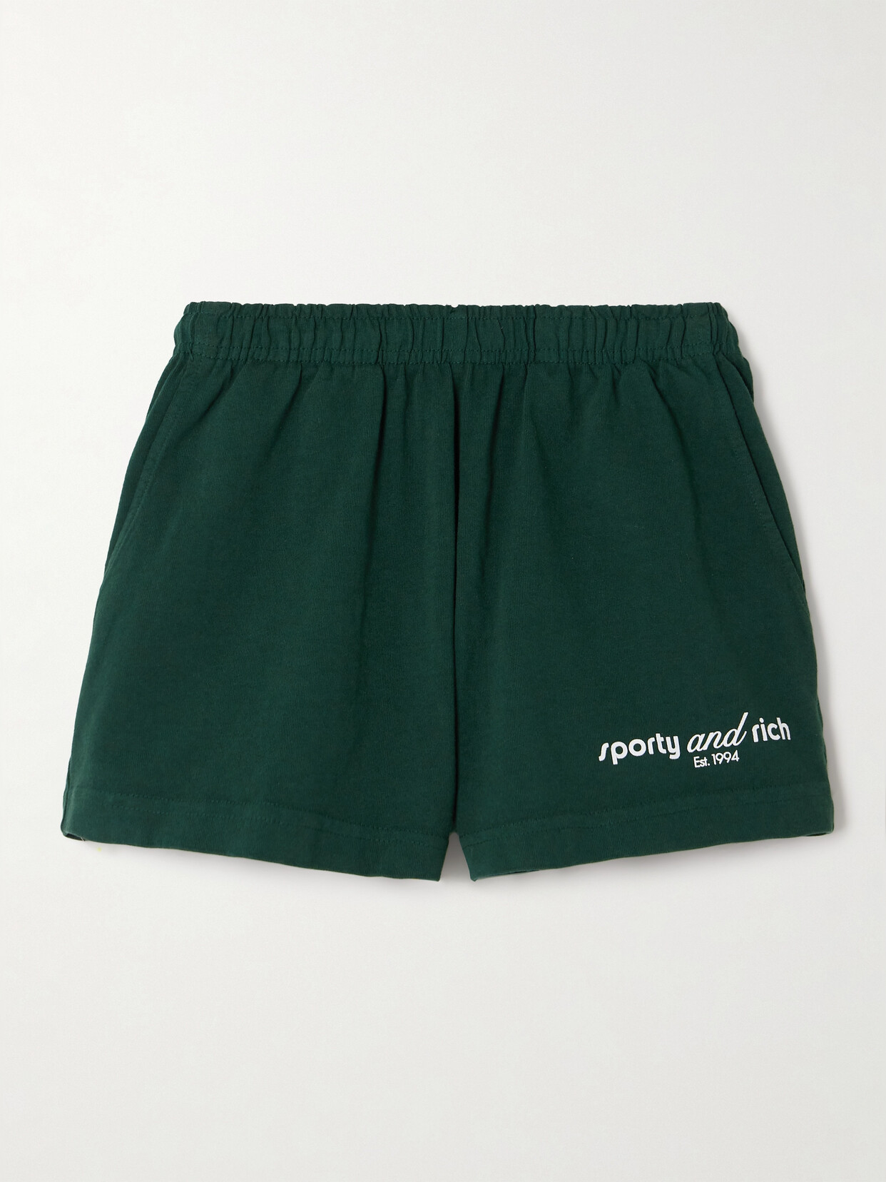 Sporty & Rich Disco Printed Cotton-jersey Shorts - Green