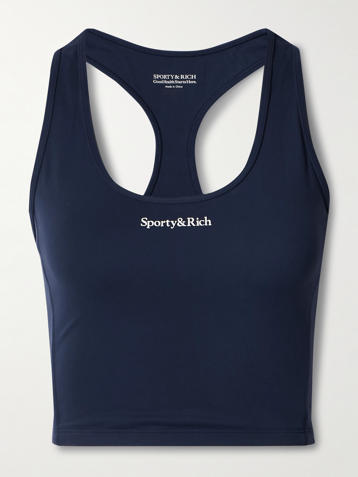 Sporty & Rich - Cropped Printed Stretch-jersey Tank - Blue