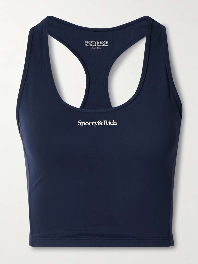 Sporty & Rich Cropped Printed Stretch-jersey Tank