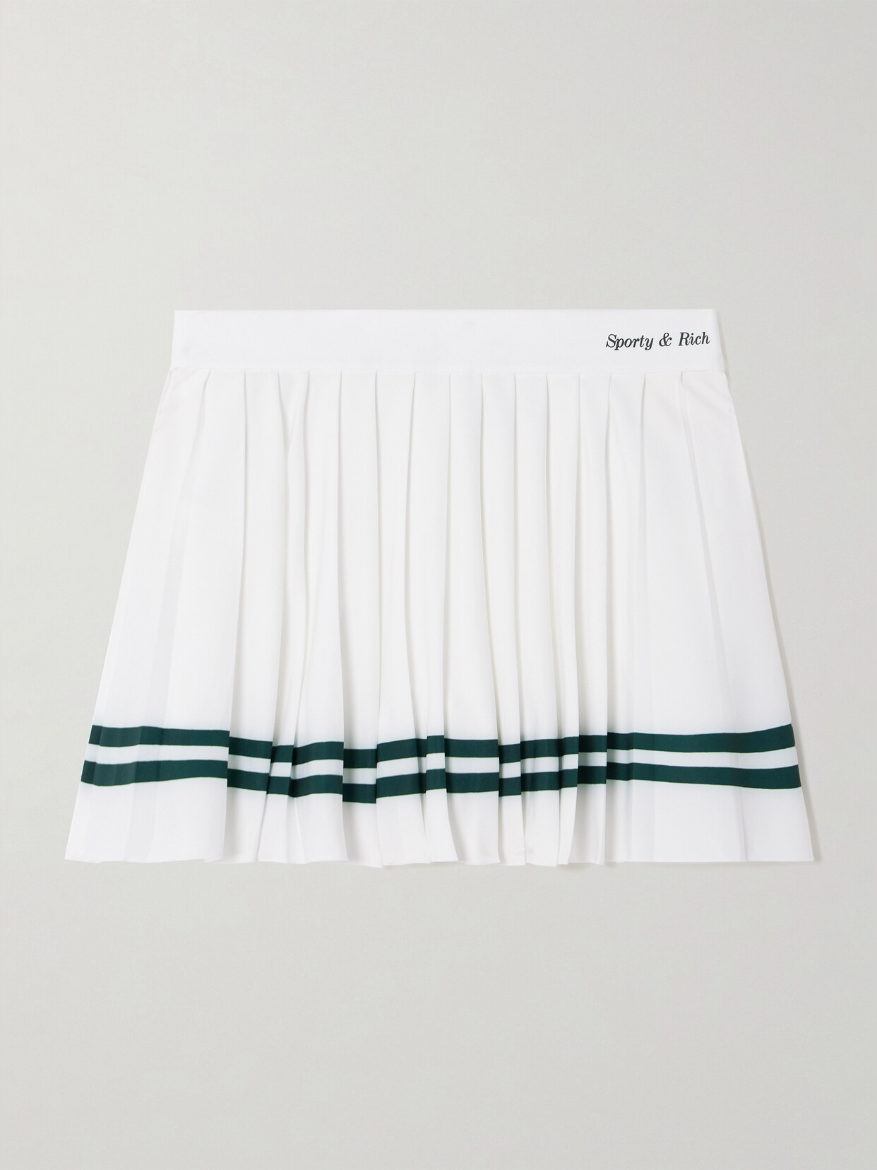 Sporty & Rich Striped Pleated Stretch-jersey Tennis Skirt - White