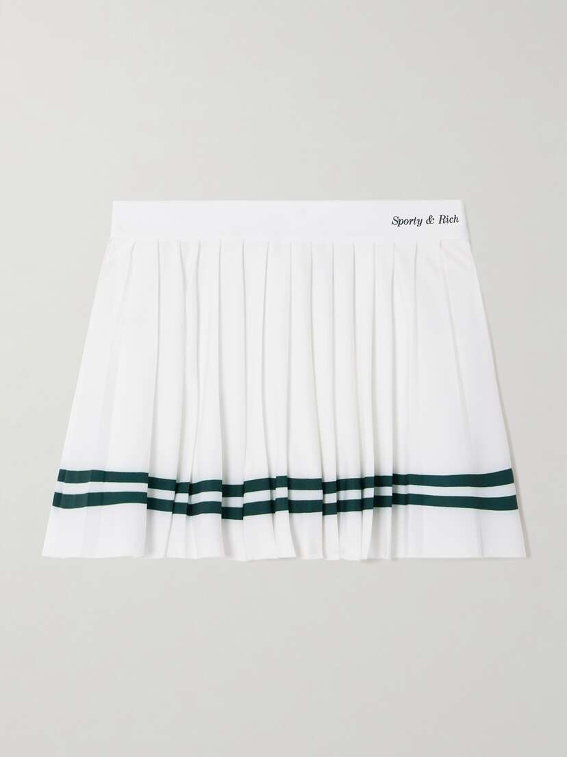 Sporty & Rich Striped Pleated Stretch-jersey Tennis Skirt - x large