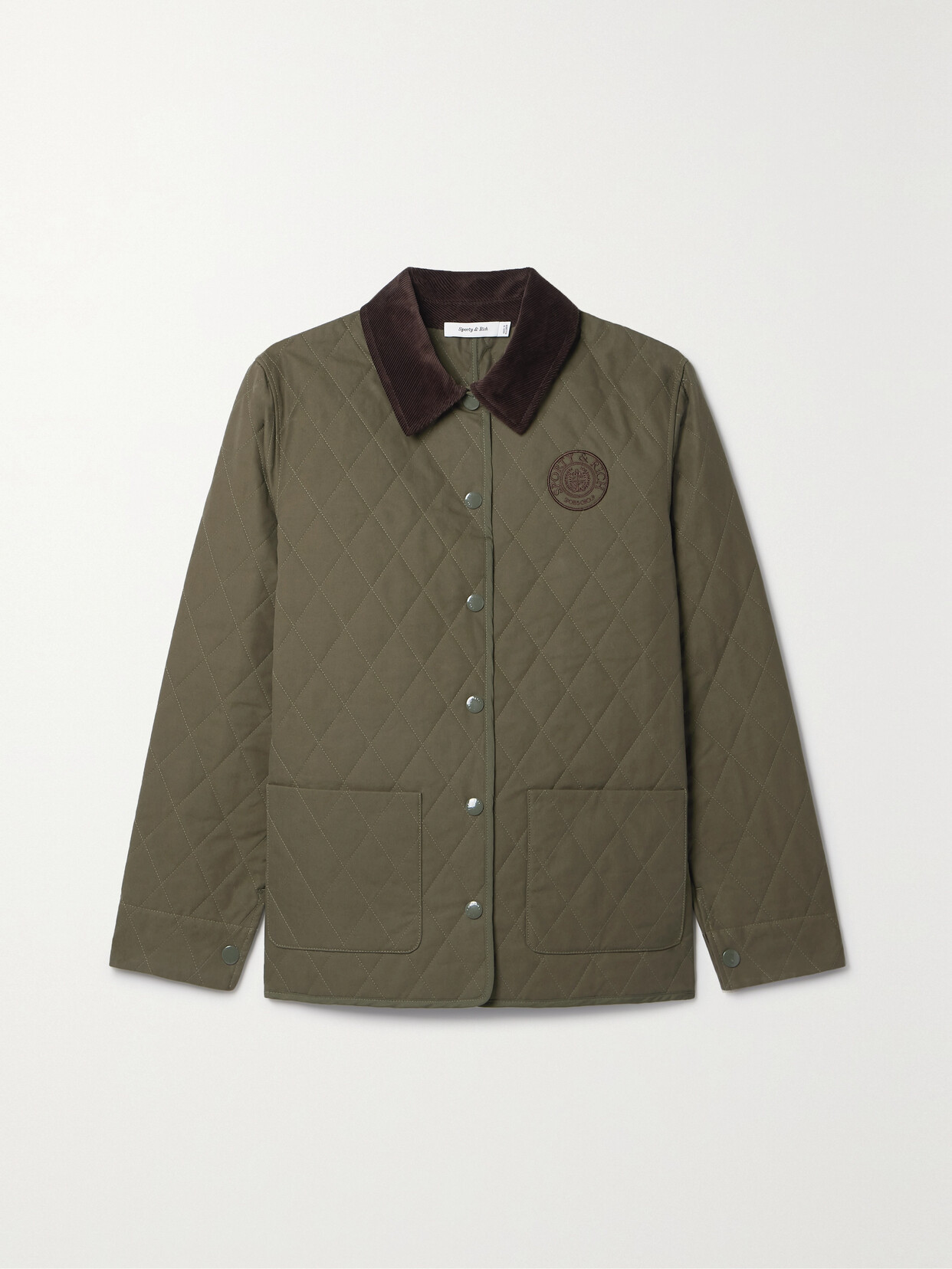 Sporty & Rich Corduroy-trimmed Quilted Cotton-canvas Jacket - Green