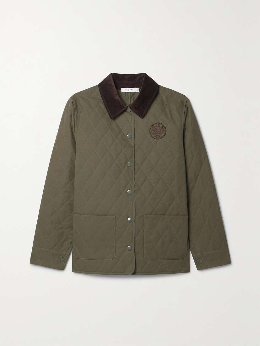 Sporty & Rich Corduroy-trimmed Quilted Cotton-canvas Jacket
