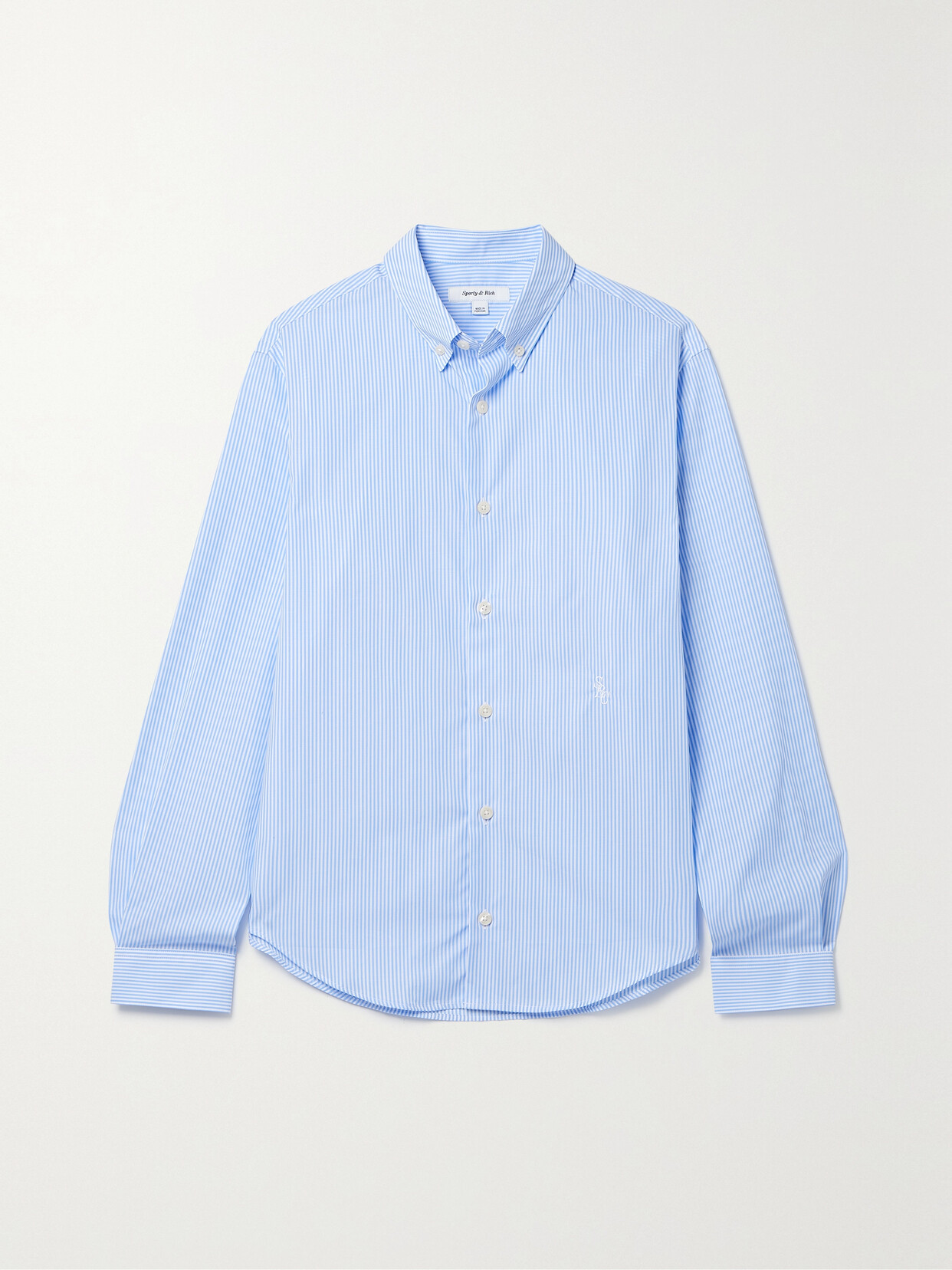 Sporty & Rich - Striped Cotton-poplin Shirt - Blue