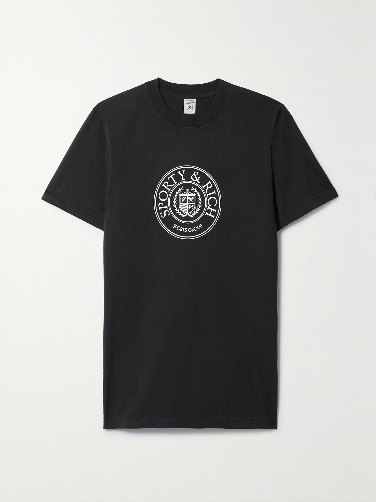 Sporty & Rich Connecticut Crest Printed Cotton-jersey T-shirt - Black