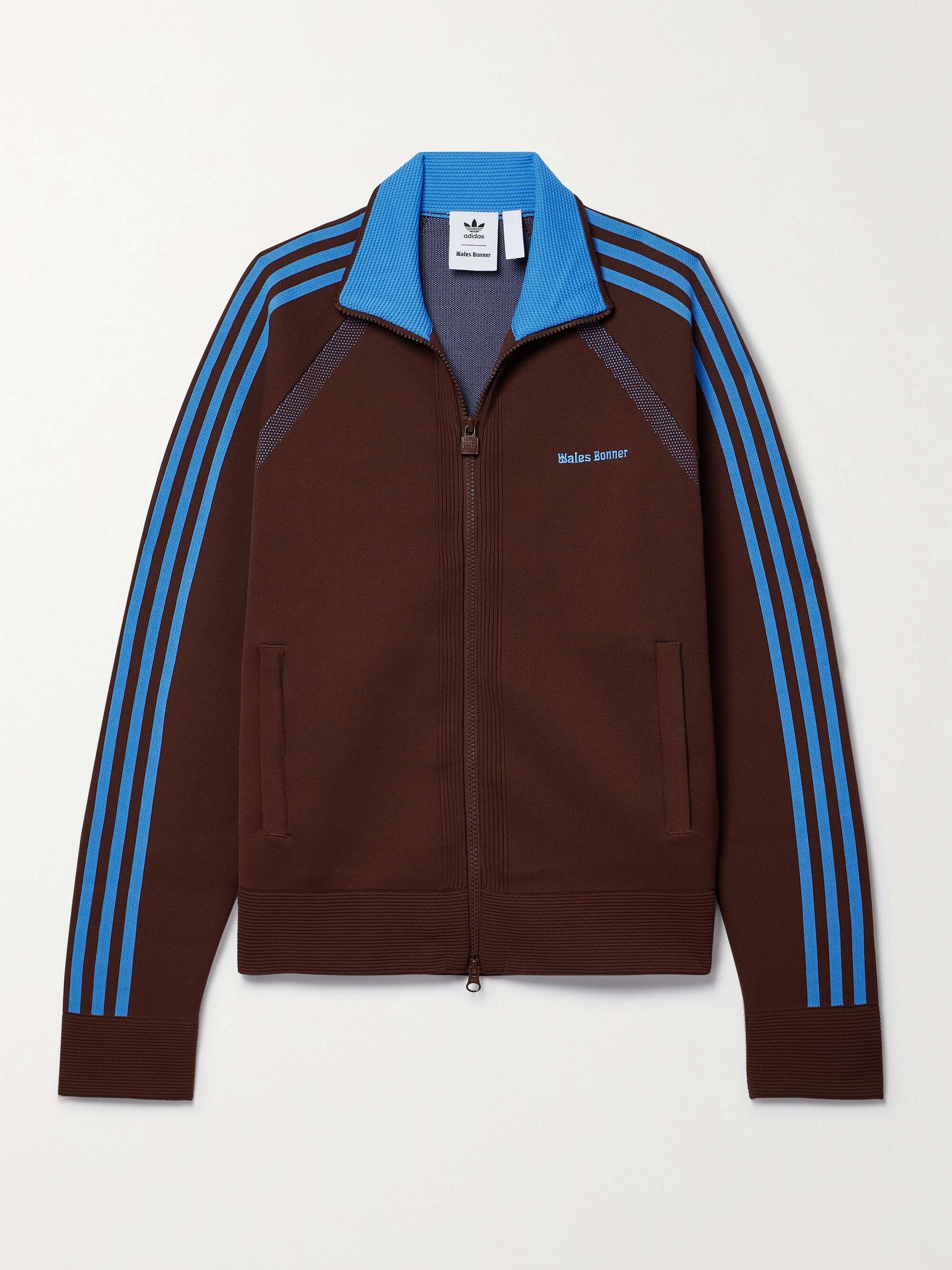 Wales Bonner mesh trimmed recycled stretch knit track jacket brown x small