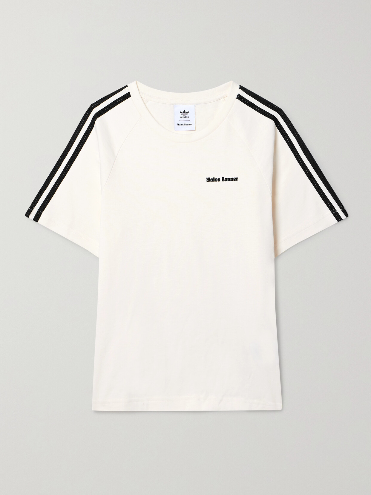 Shop Adidas Originals + Wales Bonner Crochet-trimmed Flocked Organic Cotton-jersey T-shirt In Unknown