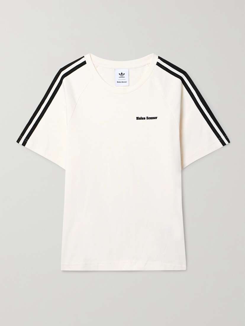 adidas Originals + Wales Bonner Crochet-trimmed Flocked Organic Cotton-jersey T-shirt - x large