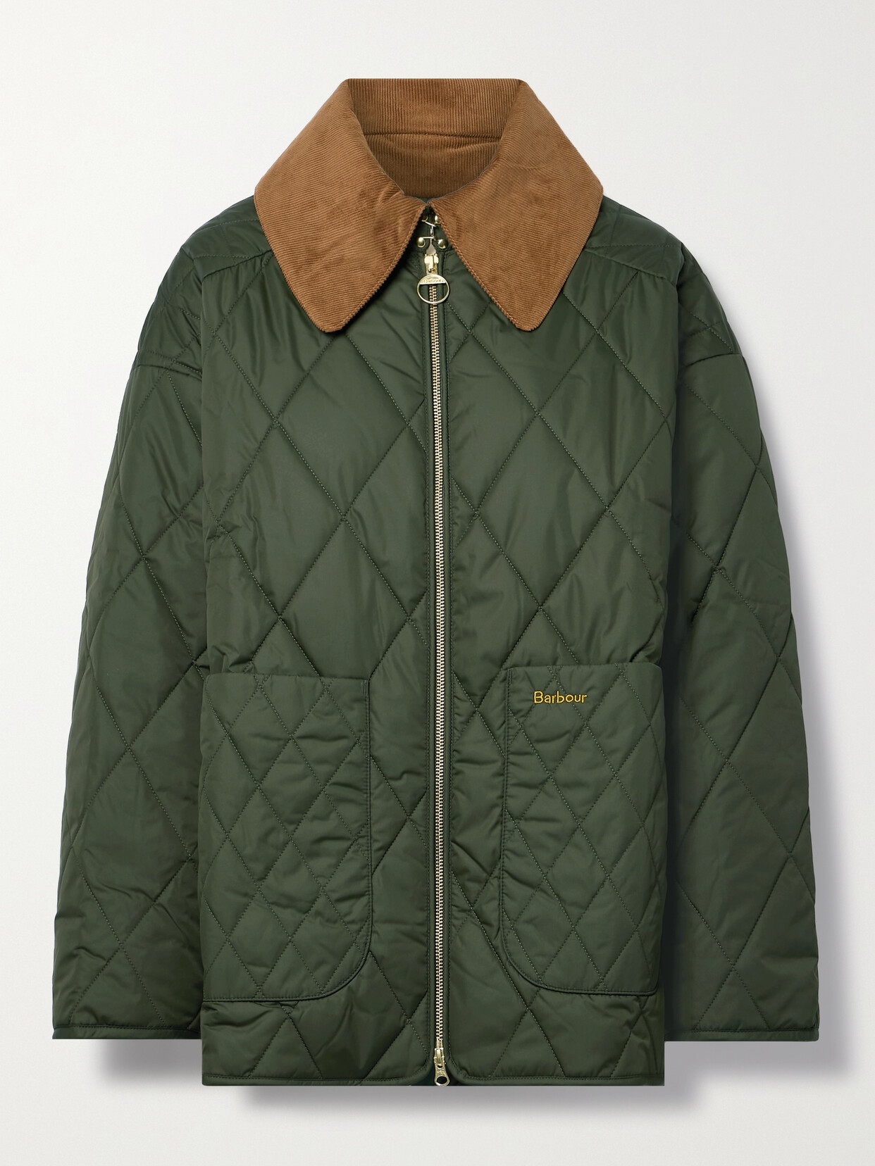 Barbour - Woodhall Cotton Corduroy-trimmed Quilted Padded Recycled Shell Jacket - Green