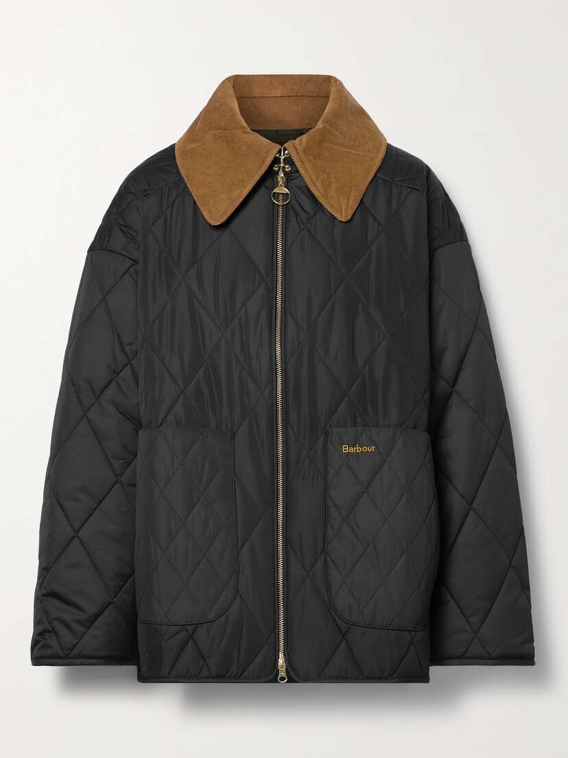 Barbour Woodhall Cotton Corduroy-trimmed Quilted Padded Recycled Shell Jacket