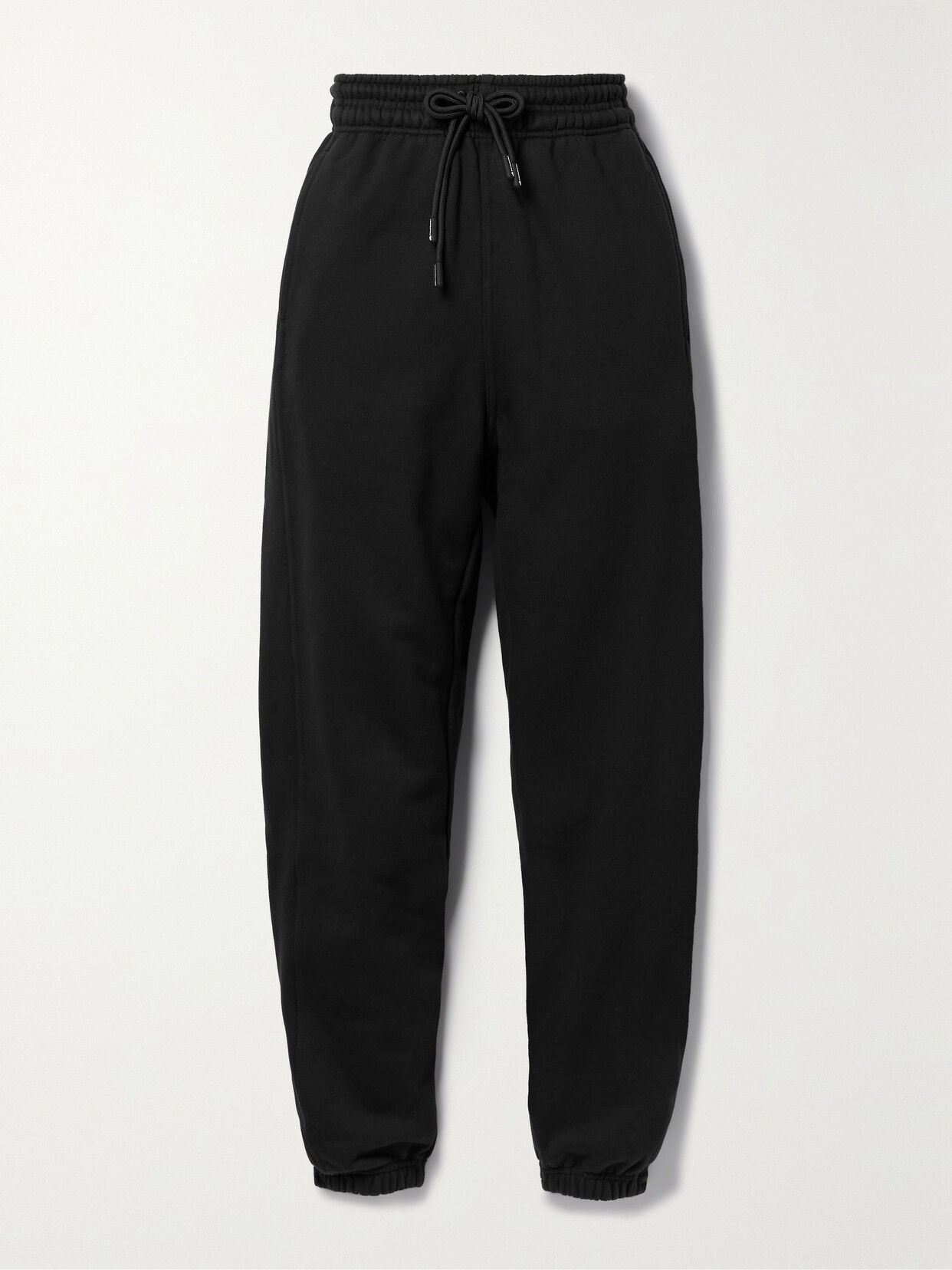 Shop Adidas By Stella Mccartney Printed Organic Cotton-jersey Track Pants In Black