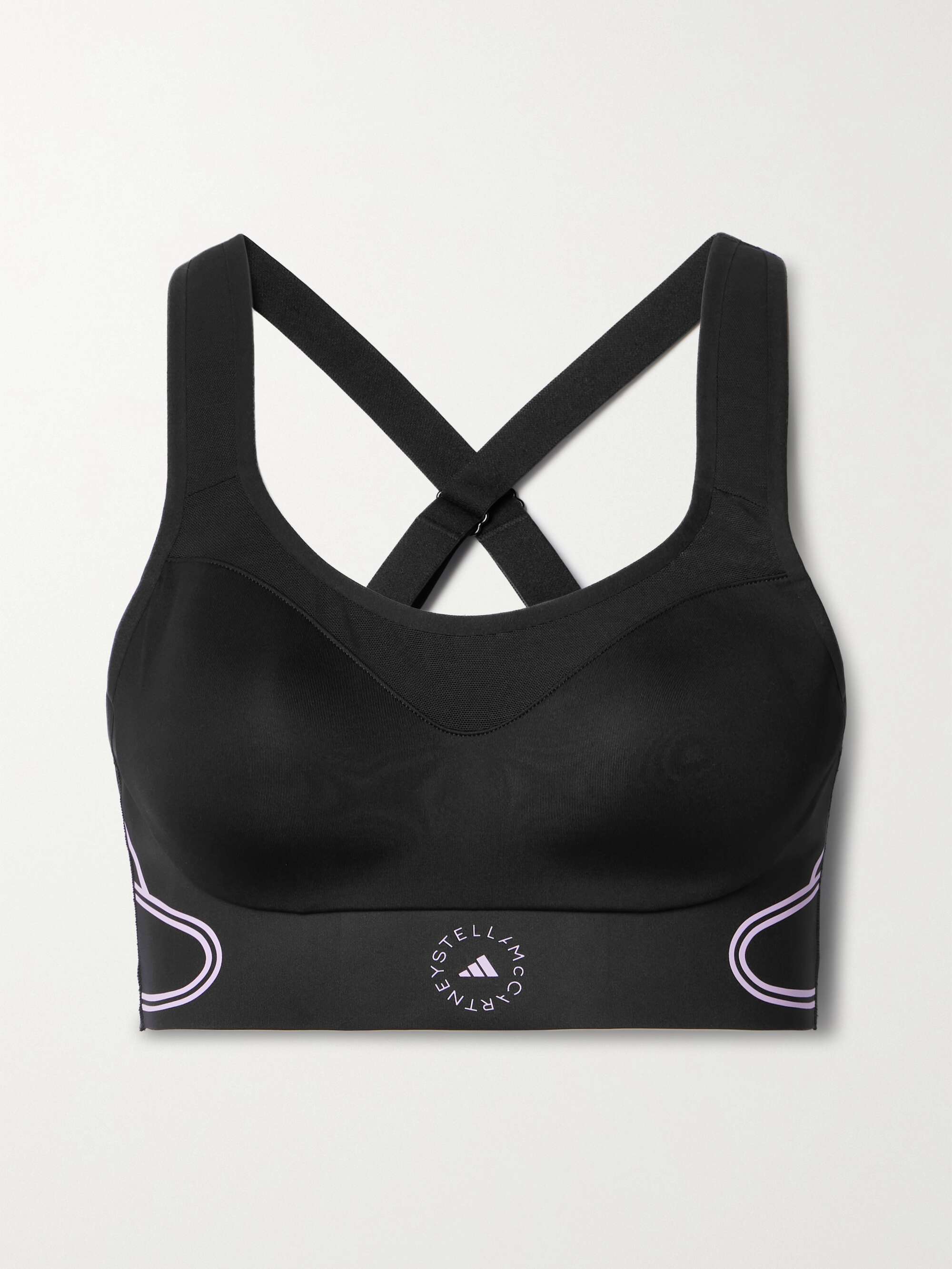 TruePace mesh-trimmed stretch recycled sports bra