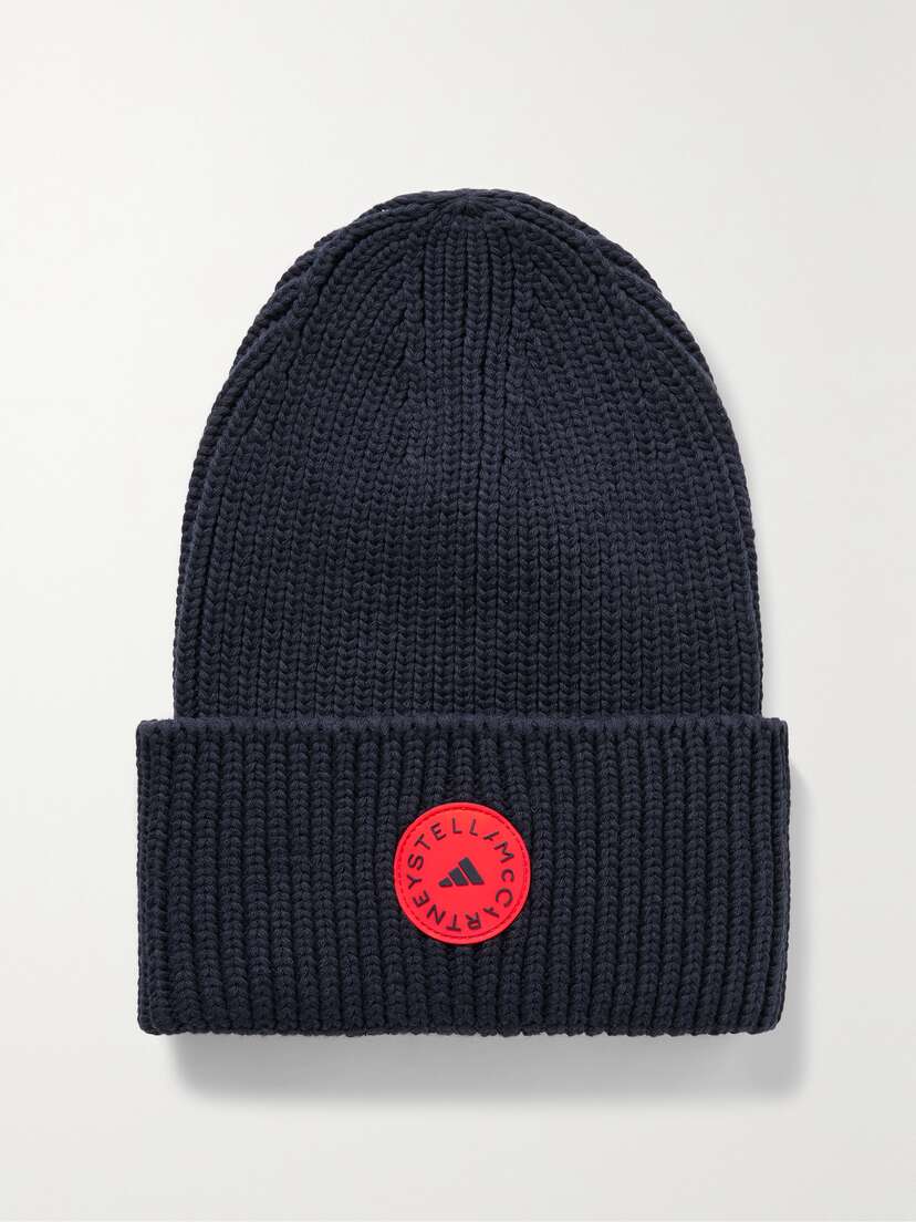 adidas by Stella McCartney Appliquéd Ribbed Organic Cotton-blend Beanie