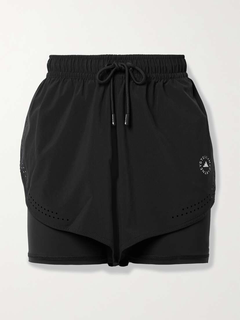 adidas by Stella McCartney Truepurpose Layered Perforated Recycled-shell And Stretch Shorts