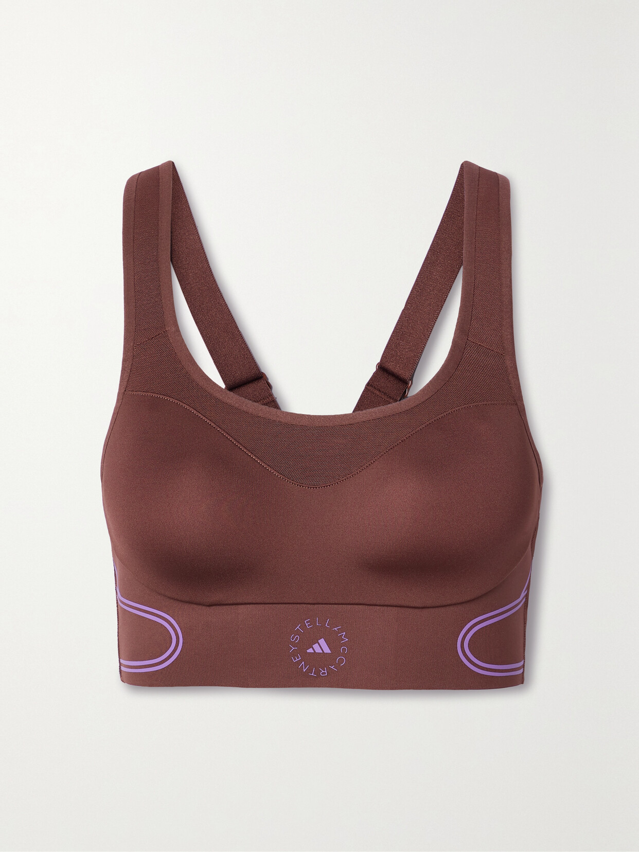 Shop Adidas By Stella Mccartney Truepace Stretch-recycled Sports Bra In Burgundy