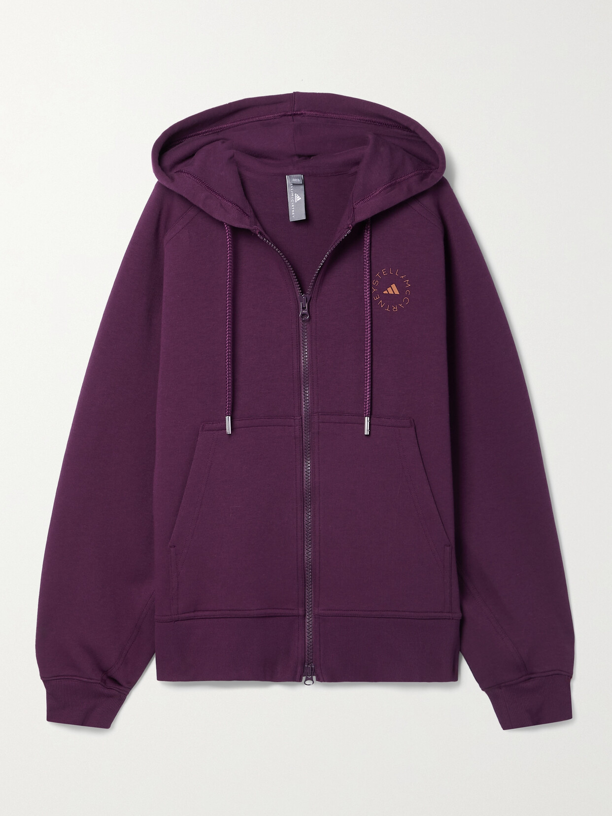 Adidas By Stella Mccartney Oversized Printed Organic Cotton-blend Jersey Hoodie In Burgundy