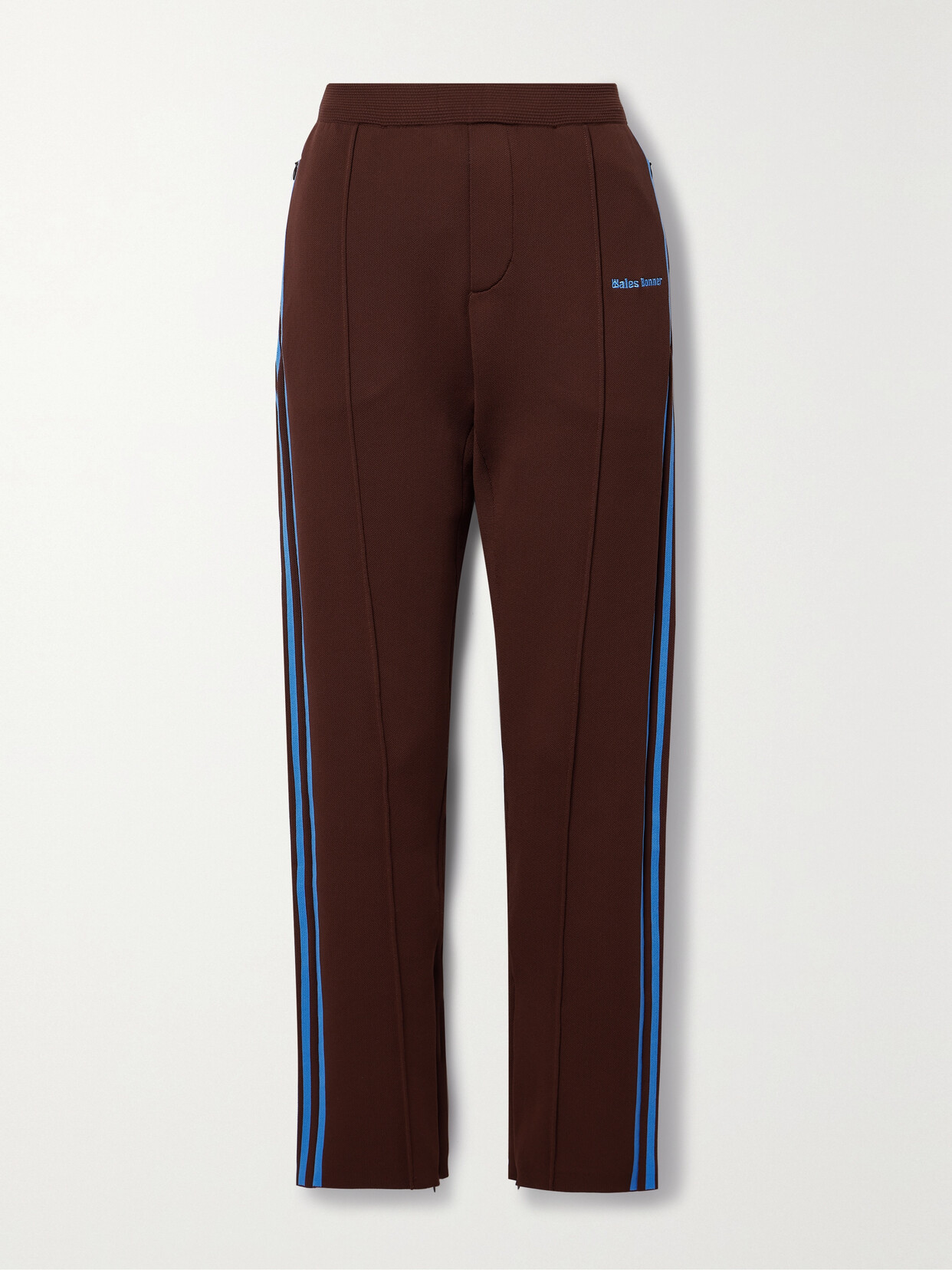 Shop Adidas Originals + Wales Bonner Embroidered Recycled Stretch-piqué Pants In Brown