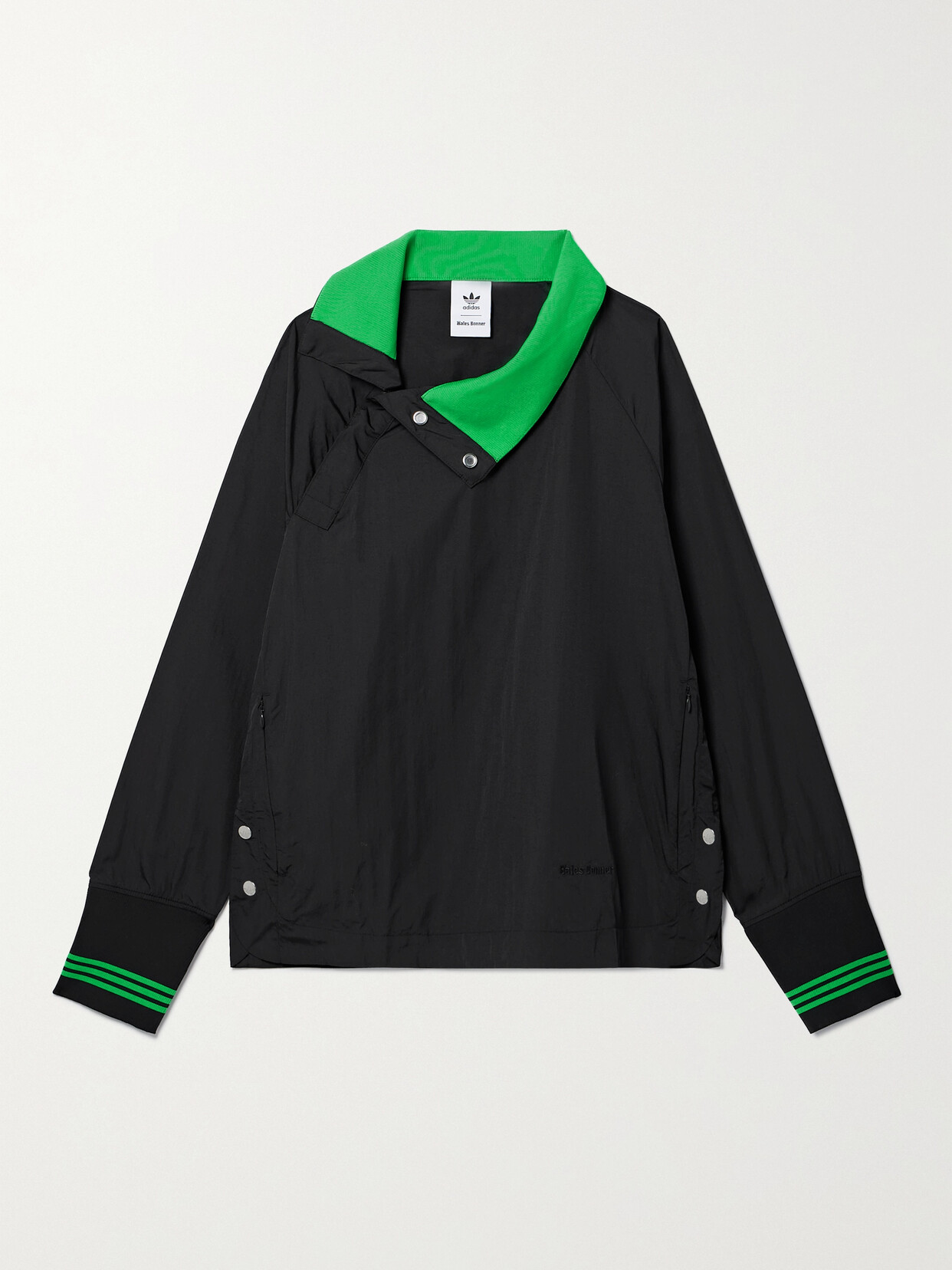 Adidas Originals + Wales Bonner Ribbed Knit-trimmed Recycled-shell Top - Black