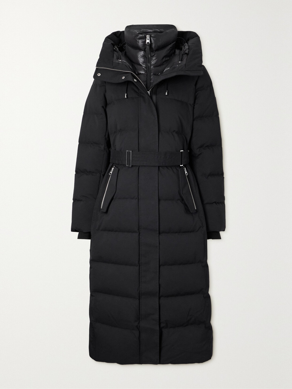 Mackage Shyla Hooded Belted Quilted Shell Down Coat In Green