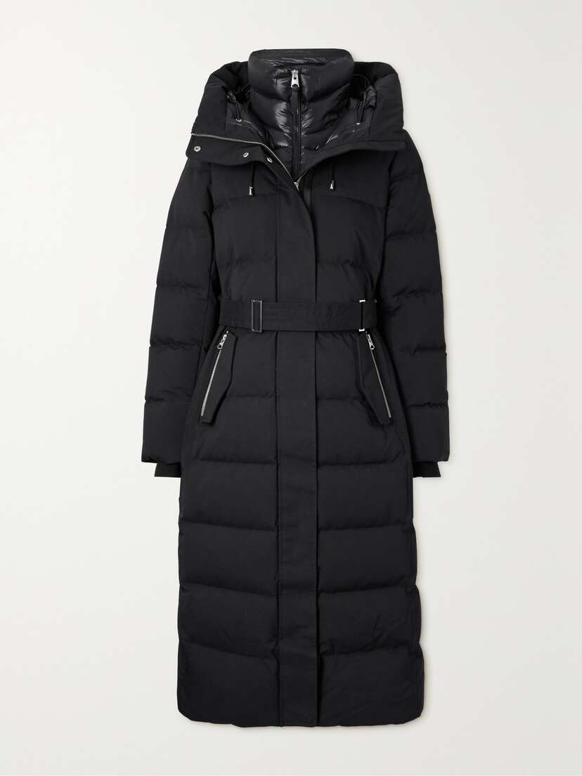 Mackage + Net Sustain Shyla Hooded Belted Quilted Shell Down Coat
