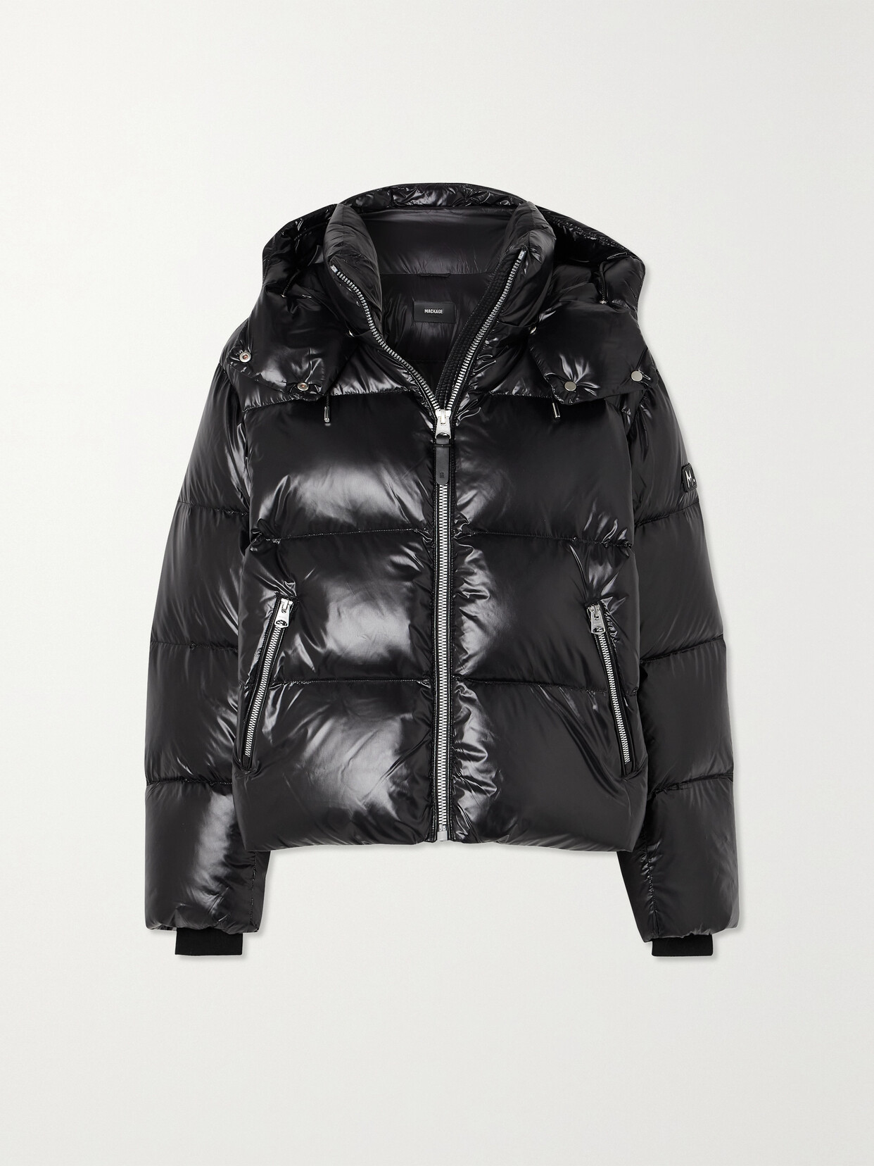 Shop Mackage + Net Sustain Evie Hooded Quilted Glossed-shell Down Jacket In Black