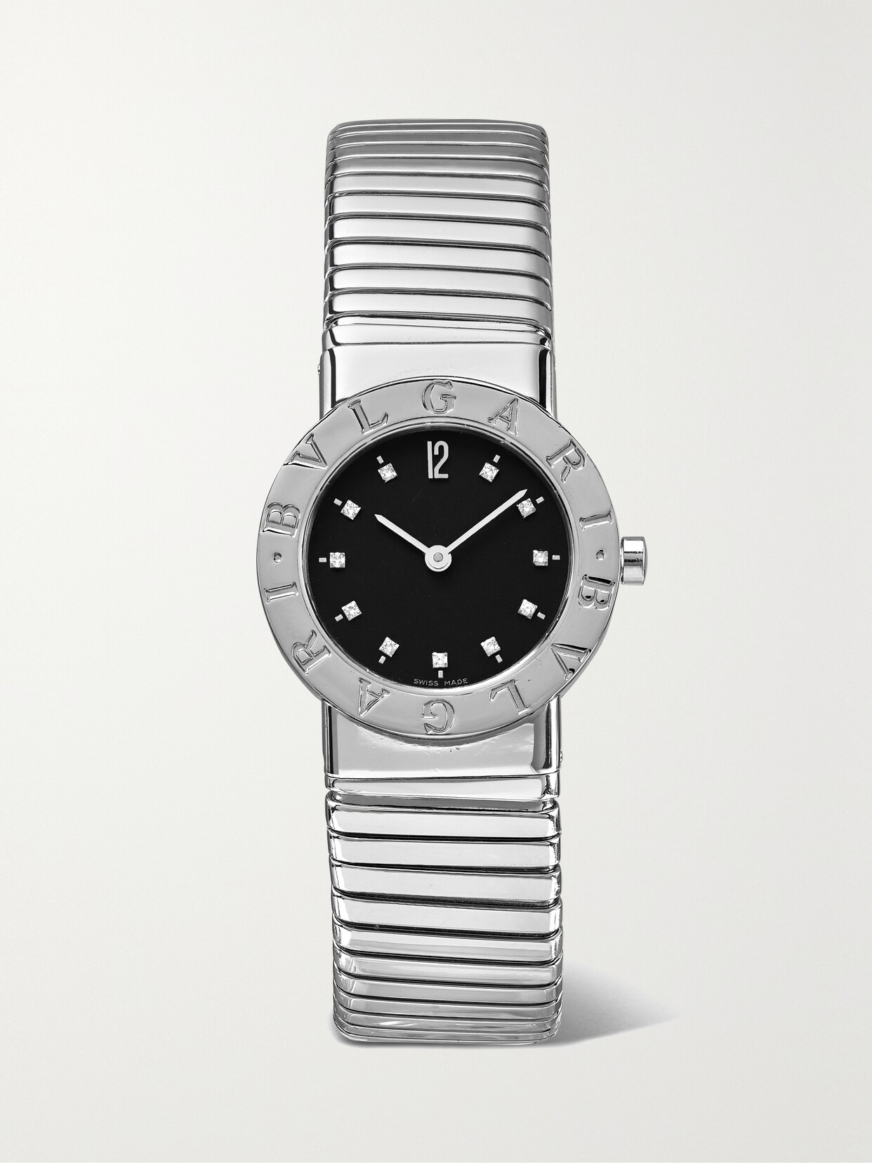 Stephanie Windsor + Bvlgari Vintage 1990s 26mm Stainless Steel Diamond Watch