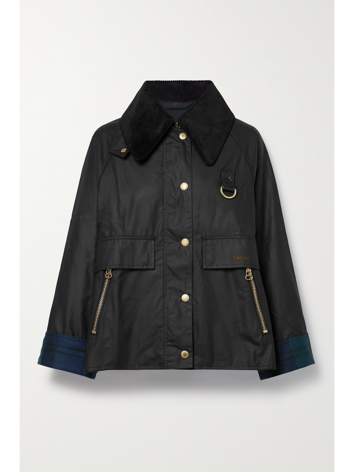 Barbour - Catton Spey Corduroy-trimmed Waxed-cotton Jacket - Black