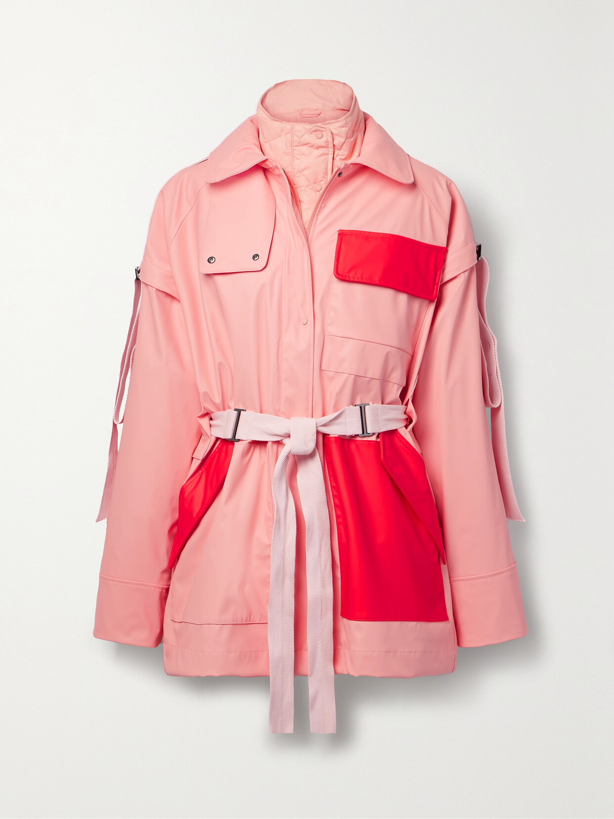 Barbour + Roksanda Zora Belted Convertible Two-tone Coated-shell Jacket In Unknown