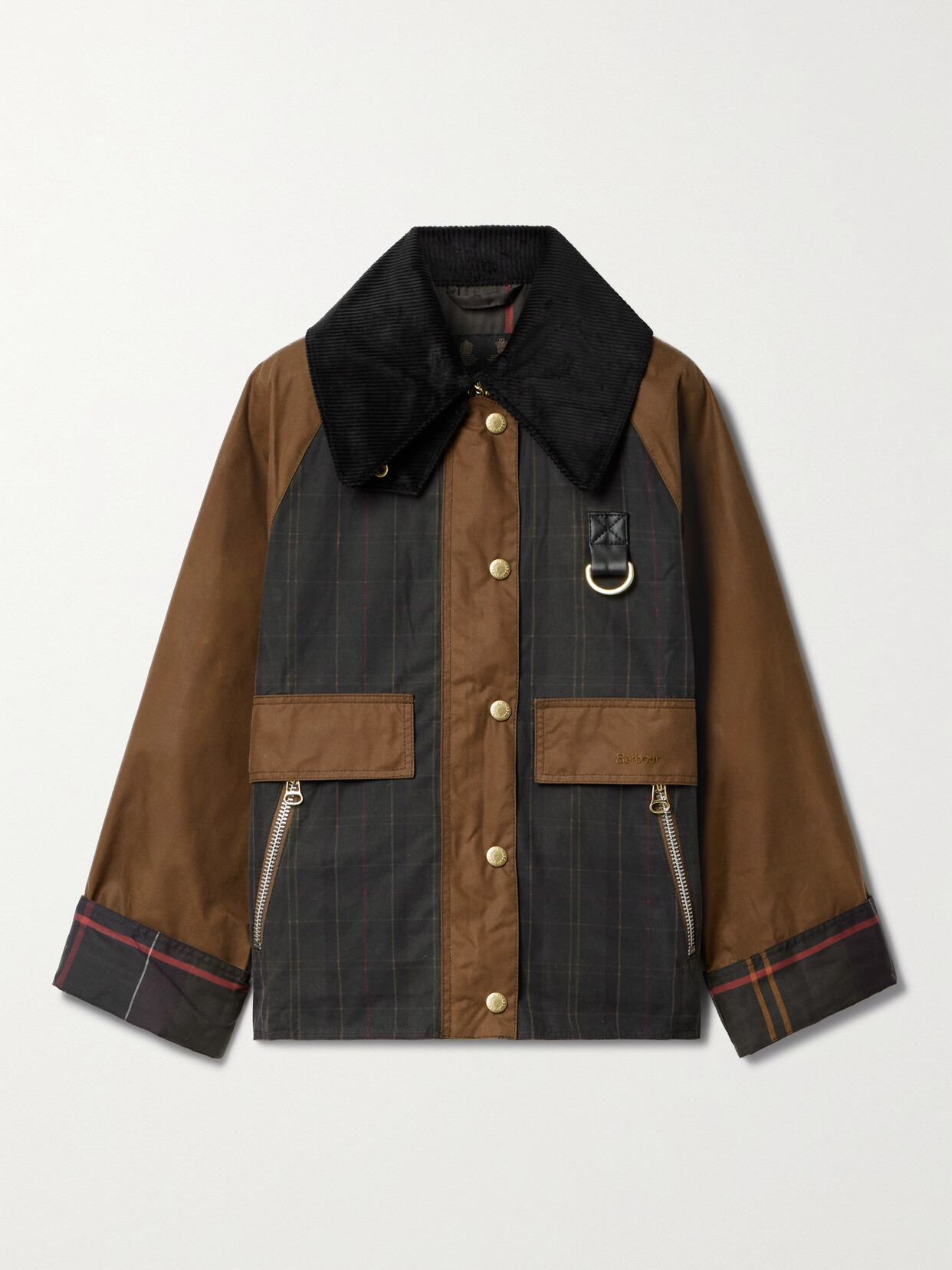 Barbour - Catton Spey Corduroy-trimmed Checked Waxed-cotton Jacket - Brown