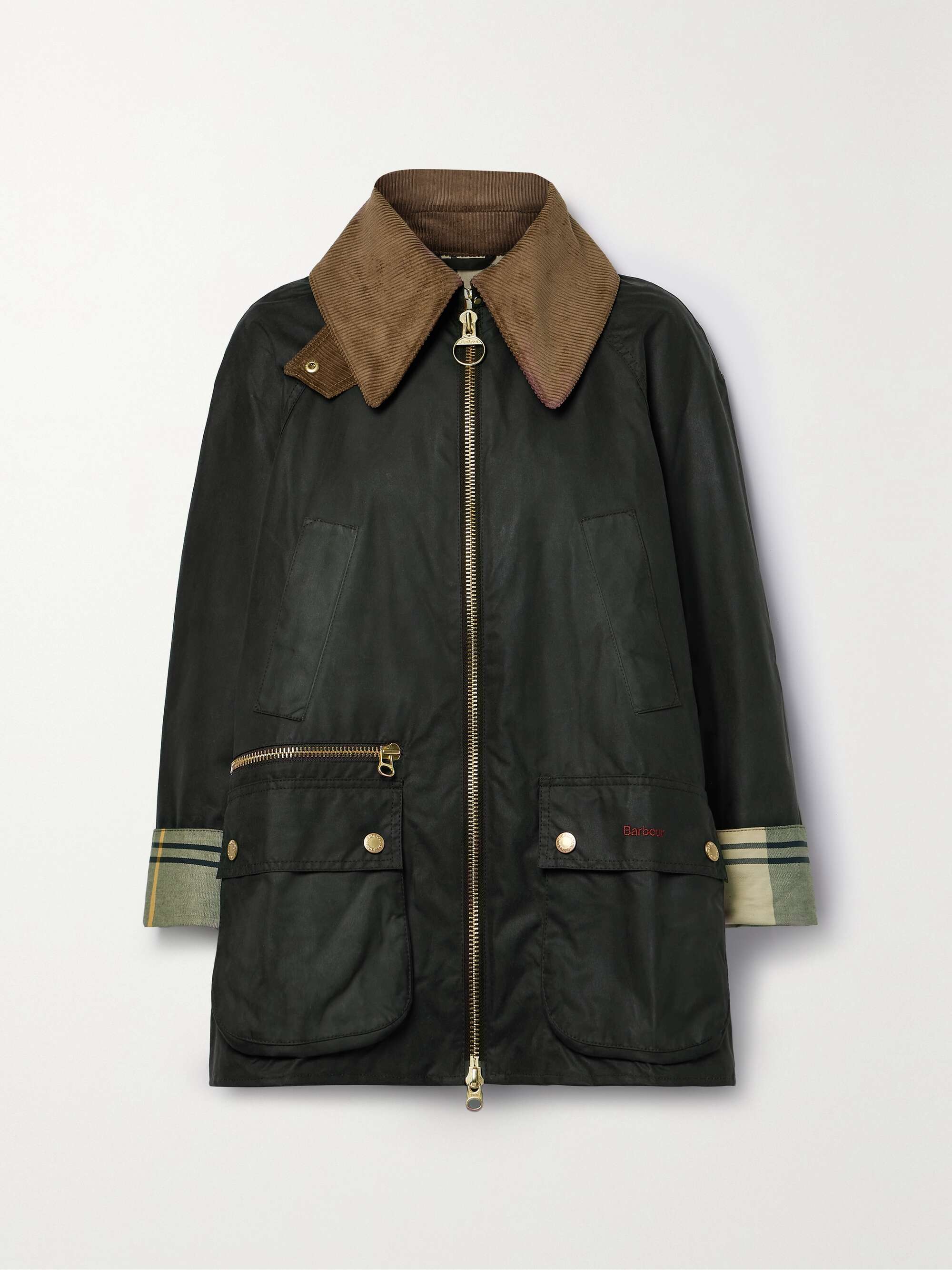 Barbour I Gunnerside Cotton Corduroy-Trimmed Waxed-Cotton Jacket