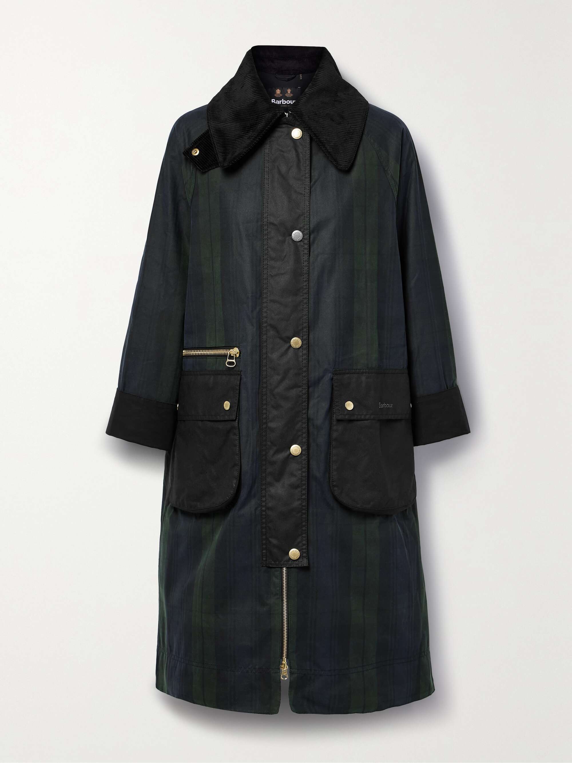 BARBOUR Townfield checked corduroy-trimmed waxed-cotton jacket | NET-A ...